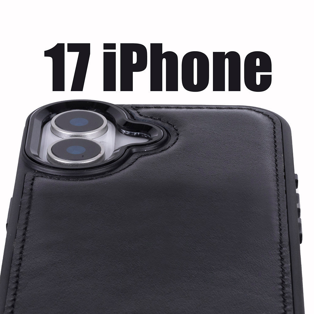 Magic iPhone 17 Detachable Genuine Leather Wallet Case