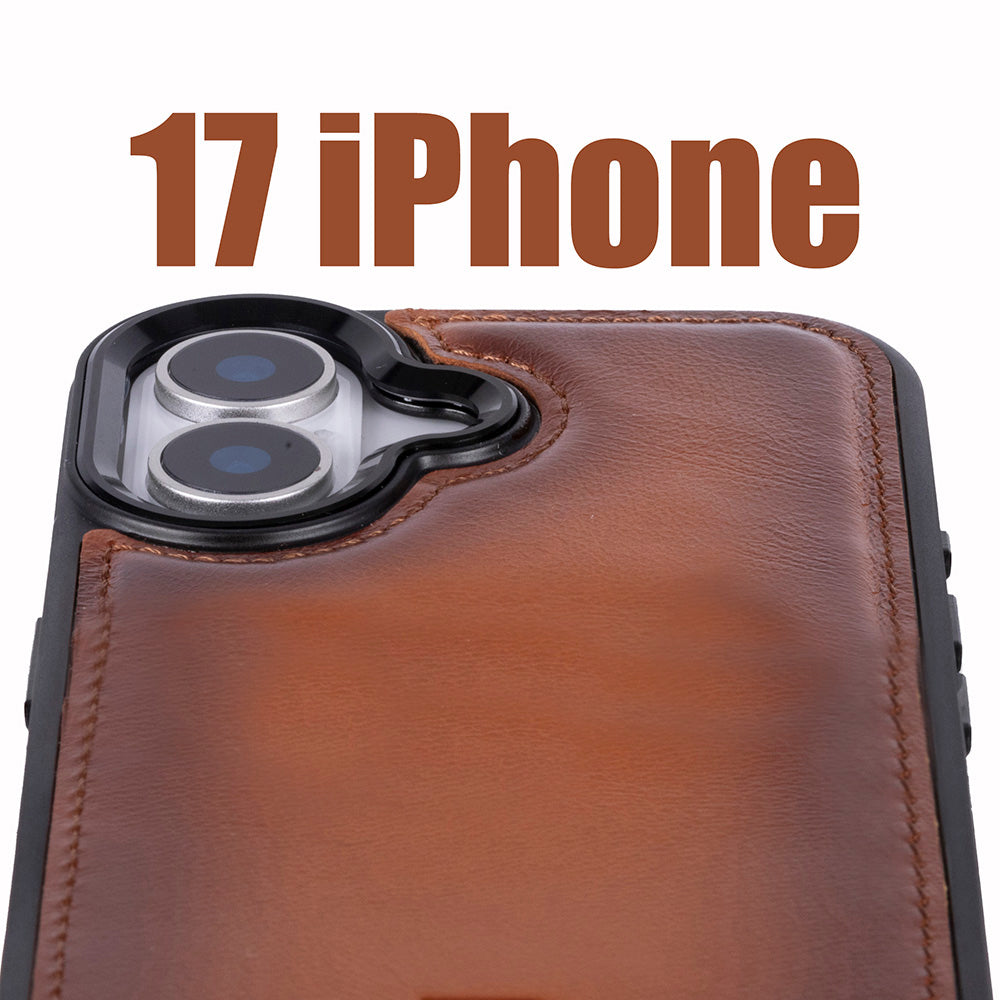 Magic iPhone 17 Detachable Genuine Leather Wallet Case