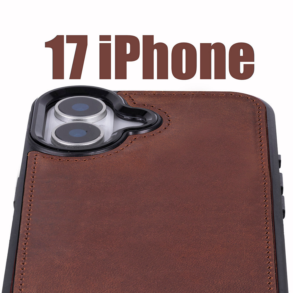 Magic iPhone 17 Detachable Genuine Leather Wallet Case
