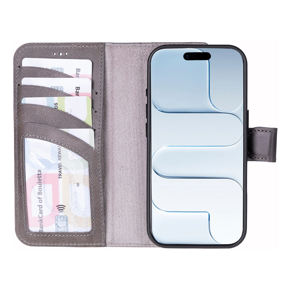 Magic iPhone 17 Detachable Genuine Leather Wallet Case