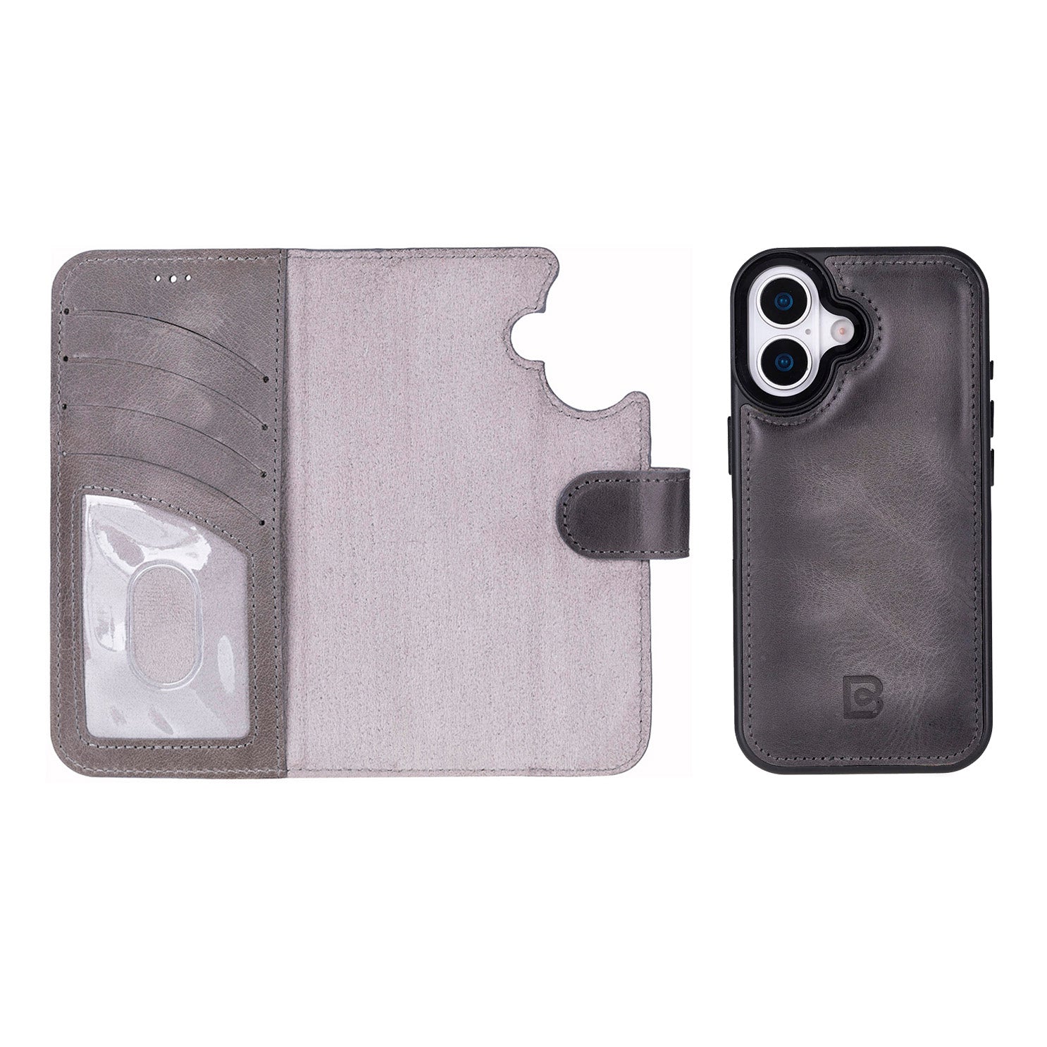 Magic iPhone 17 Detachable Genuine Leather Wallet Case
