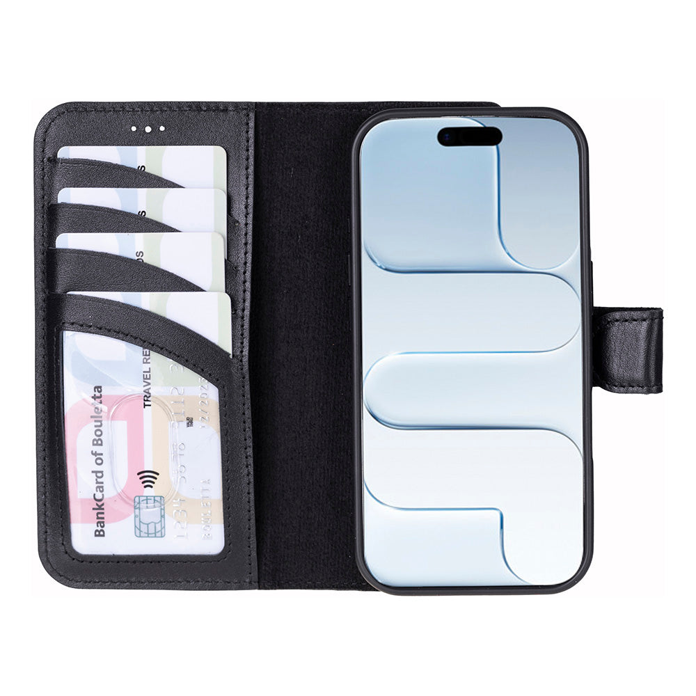 Magic iPhone 17 Detachable Genuine Leather Wallet Case