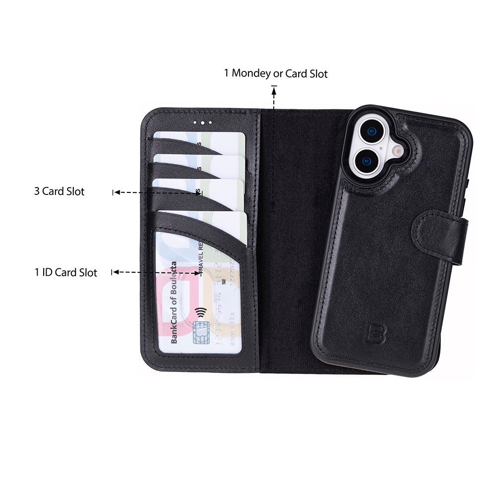 Magic iPhone 17 Detachable Genuine Leather Wallet Case