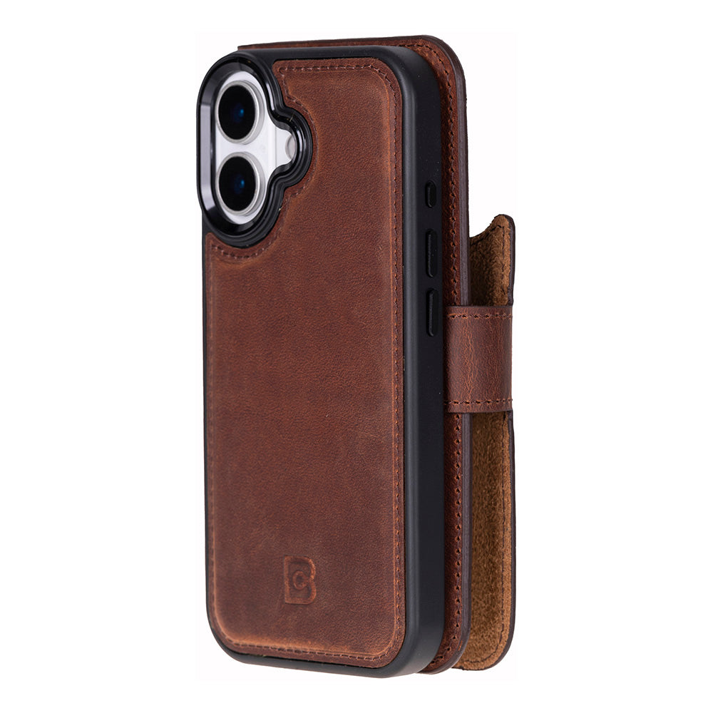Magic iPhone 17 Detachable Genuine Leather Wallet Case