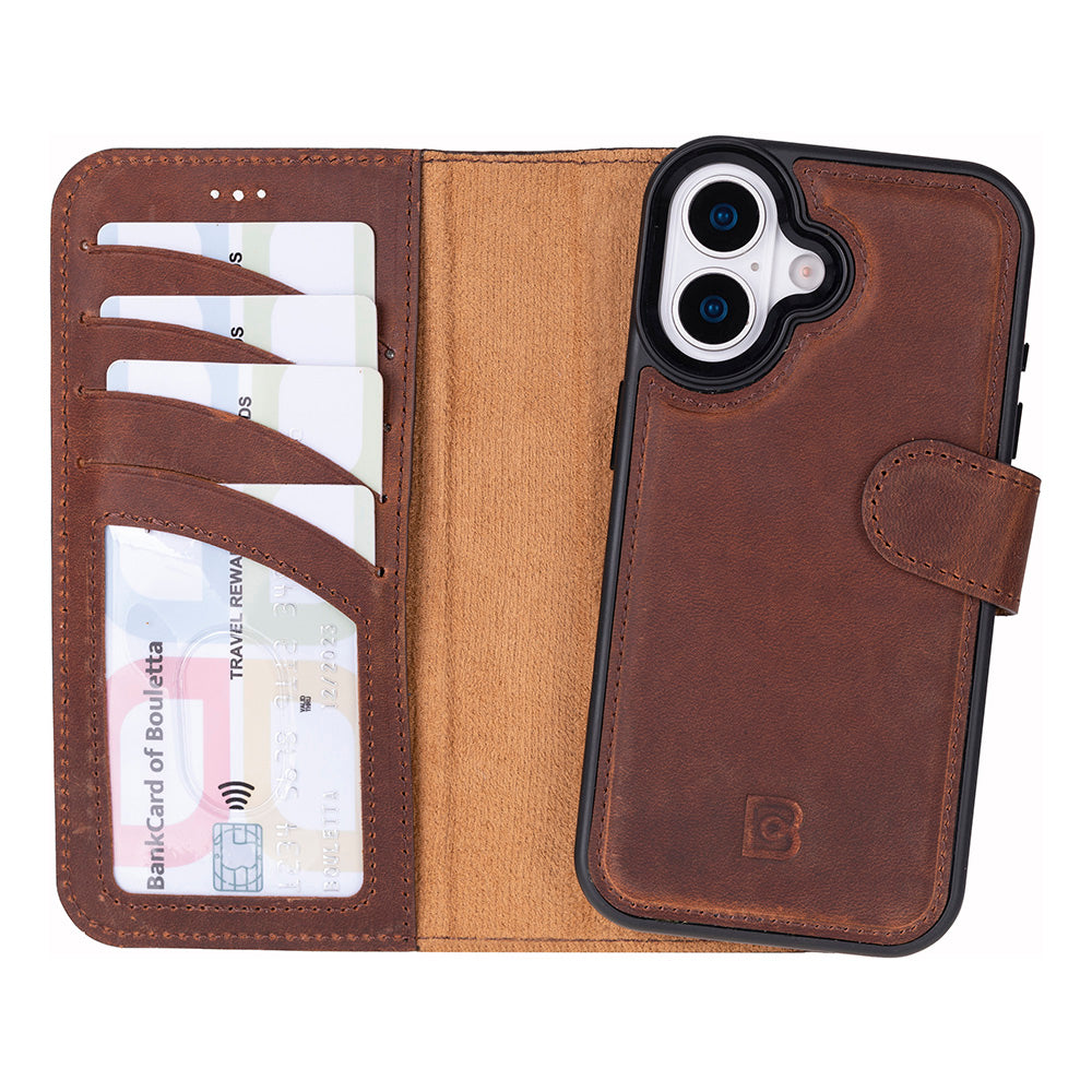 Magic iPhone 17 Detachable Genuine Leather Wallet Case