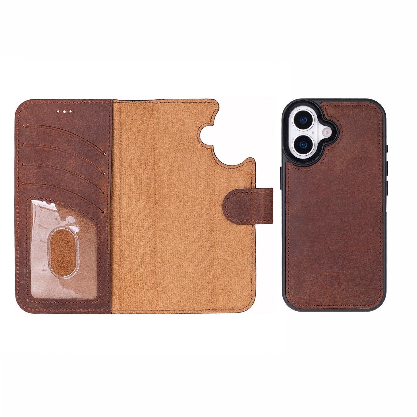 Magic iPhone 17 Detachable Genuine Leather Wallet Case