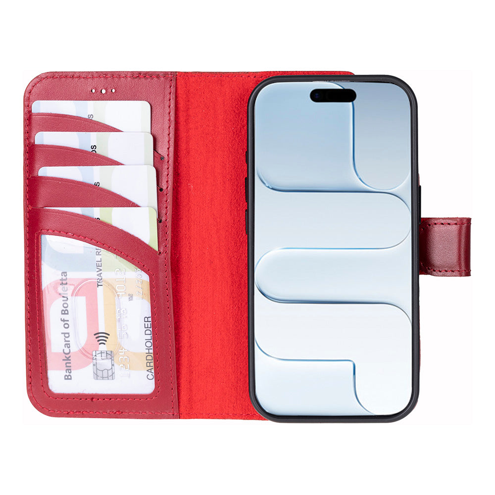 Magic iPhone 17 Detachable Genuine Leather Wallet Case