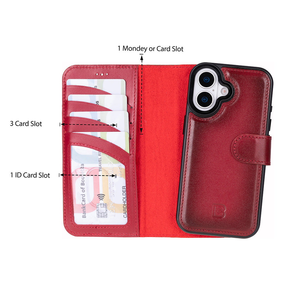 Magic iPhone 17 Detachable Genuine Leather Wallet Case