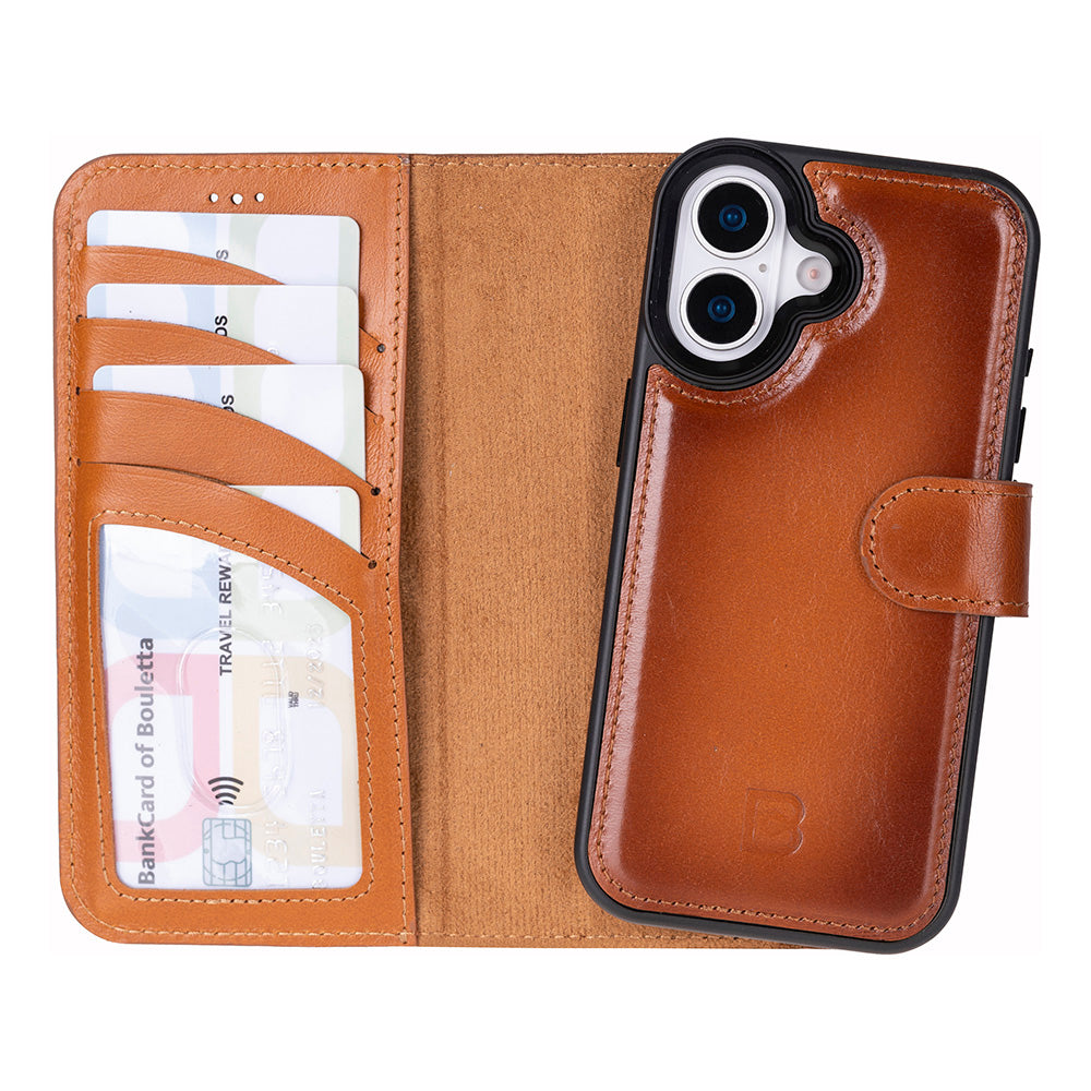 Magic iPhone 17 Detachable Genuine Leather Wallet Case