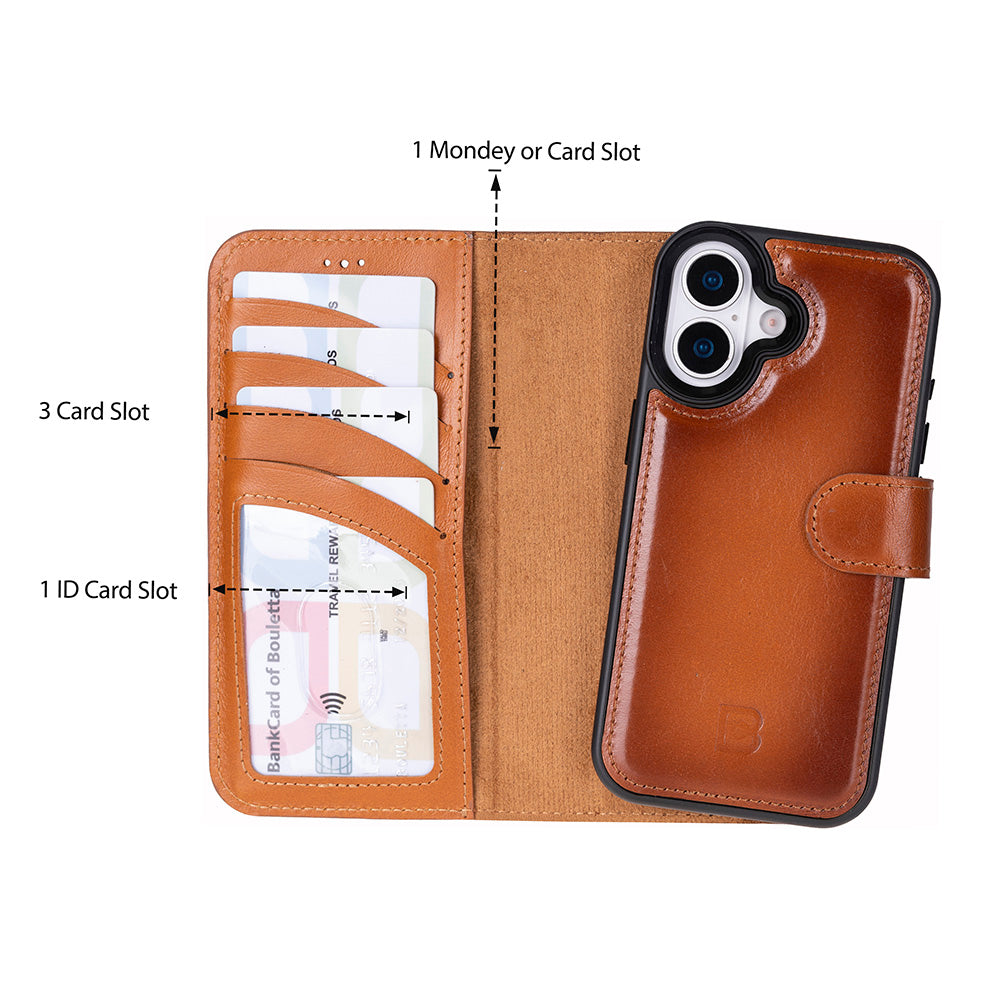 Magic iPhone 17 Detachable Genuine Leather Wallet Case