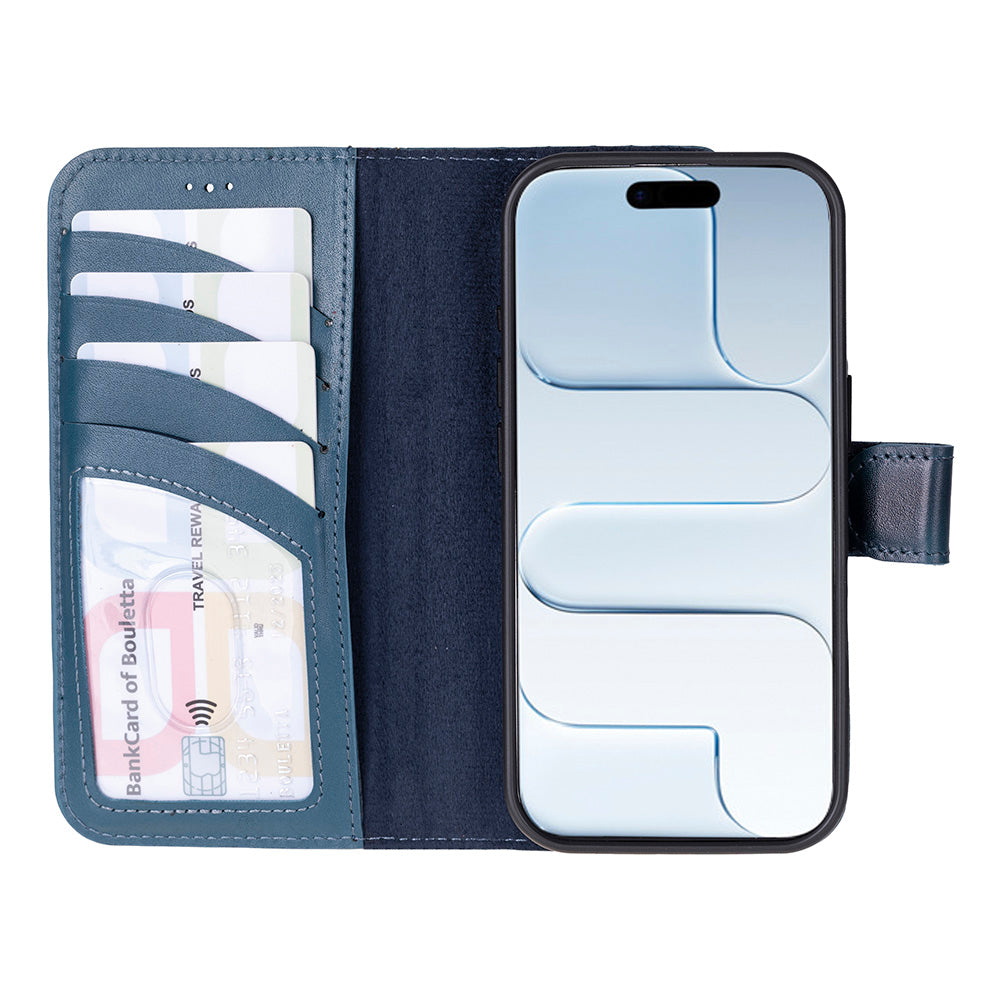 Magic iPhone 17 Detachable Genuine Leather Wallet Case