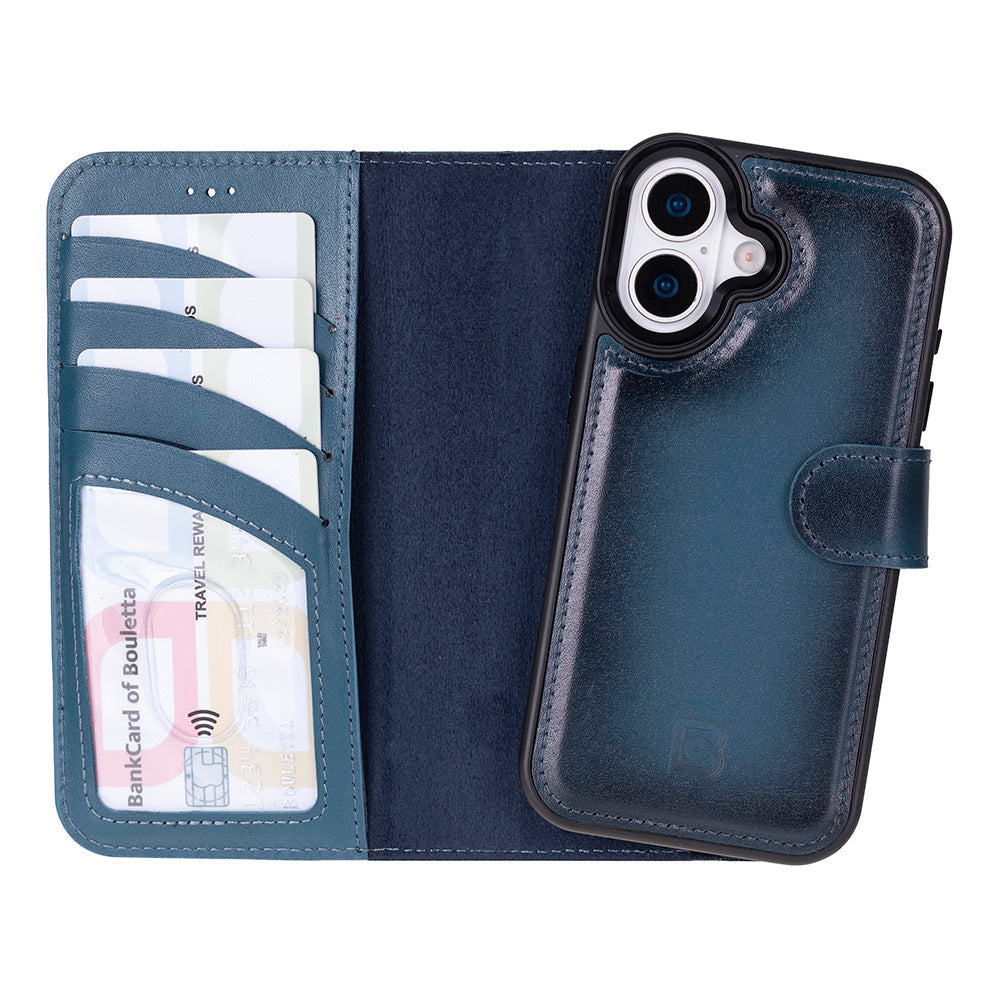 Magic iPhone 17 Detachable Genuine Leather Wallet Case