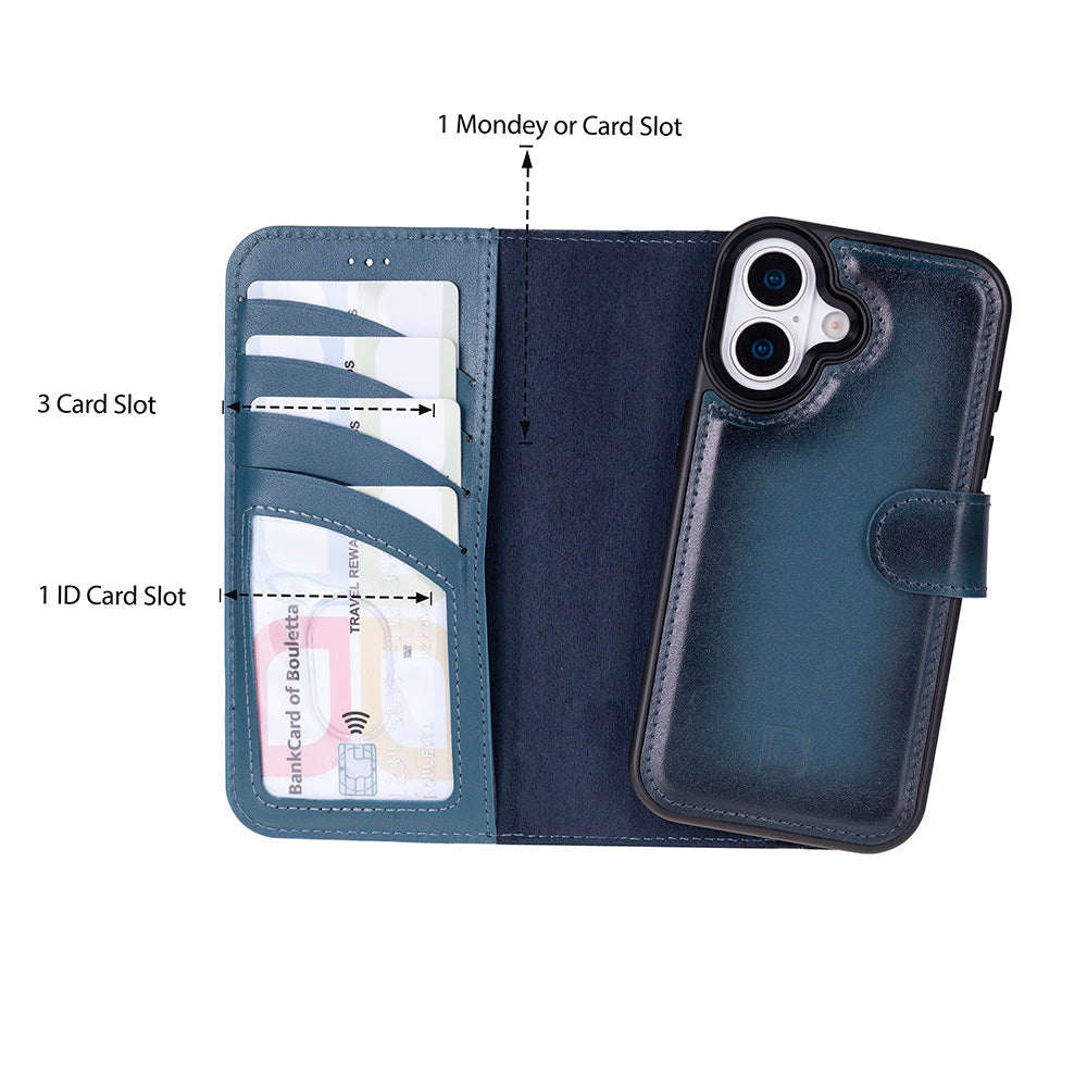 Magic iPhone 17 Detachable Genuine Leather Wallet Case