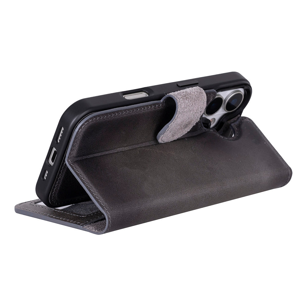 Magic iPhone 17 Detachable Genuine Leather Wallet Case