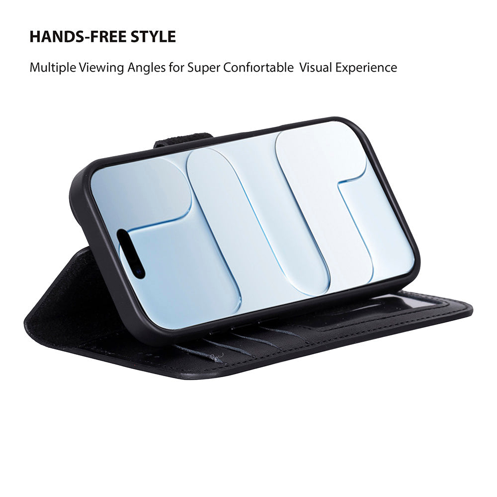 Magic iPhone 17 Detachable Genuine Leather Wallet Case