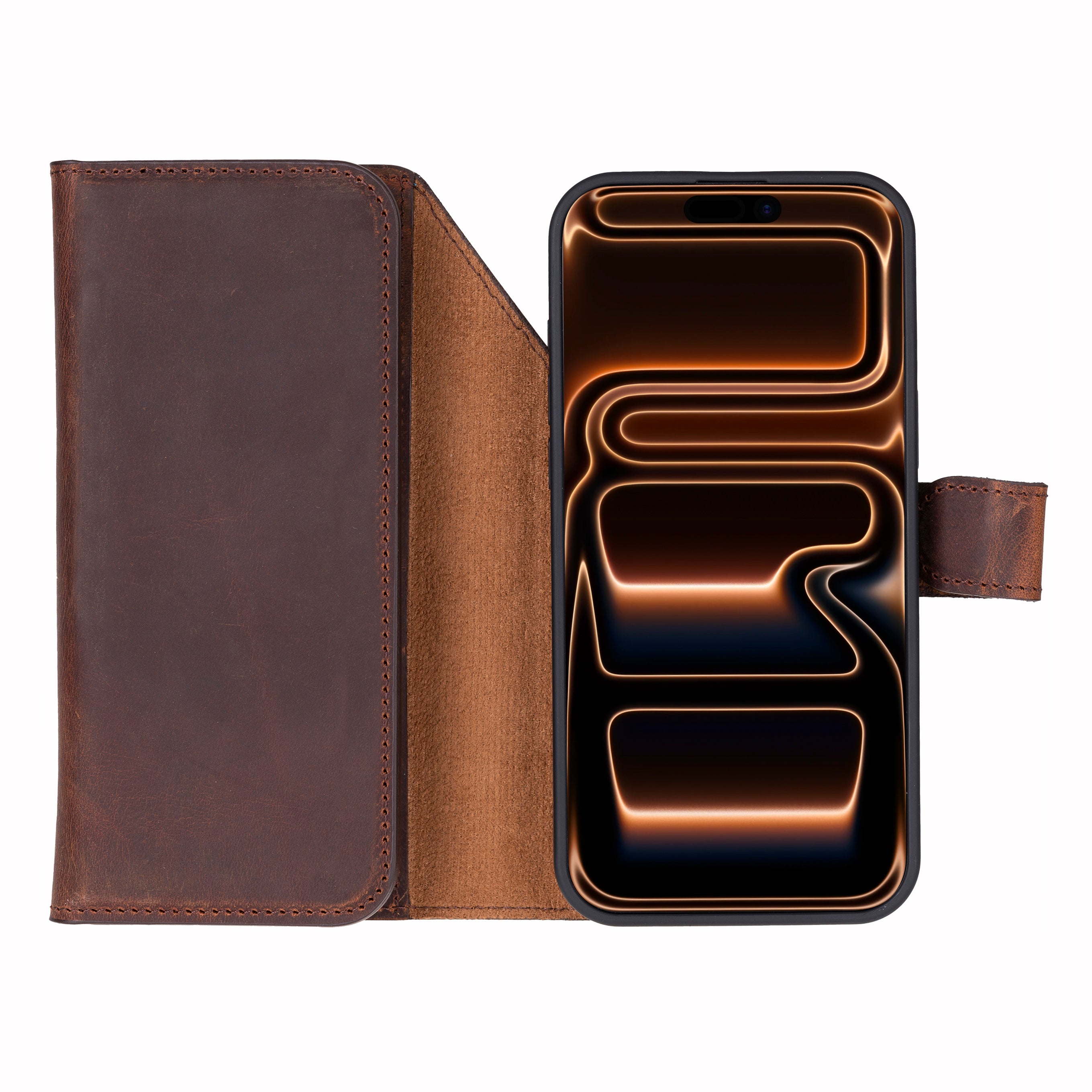 Santa iPhone 17 Pro Max Genuine Leather Detachable Wallet Case