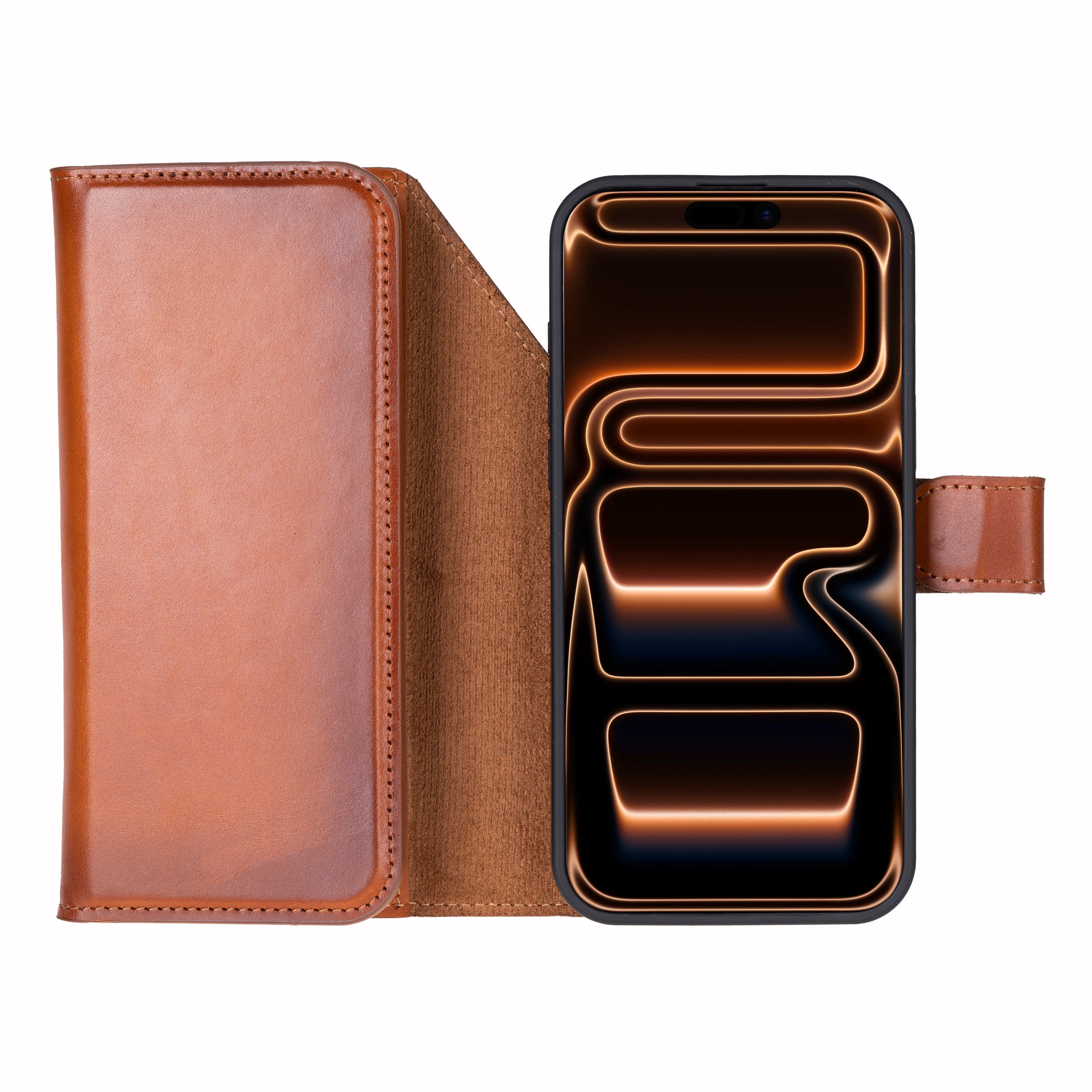 Santa iPhone 17 Pro Max Genuine Leather Detachable Wallet Case