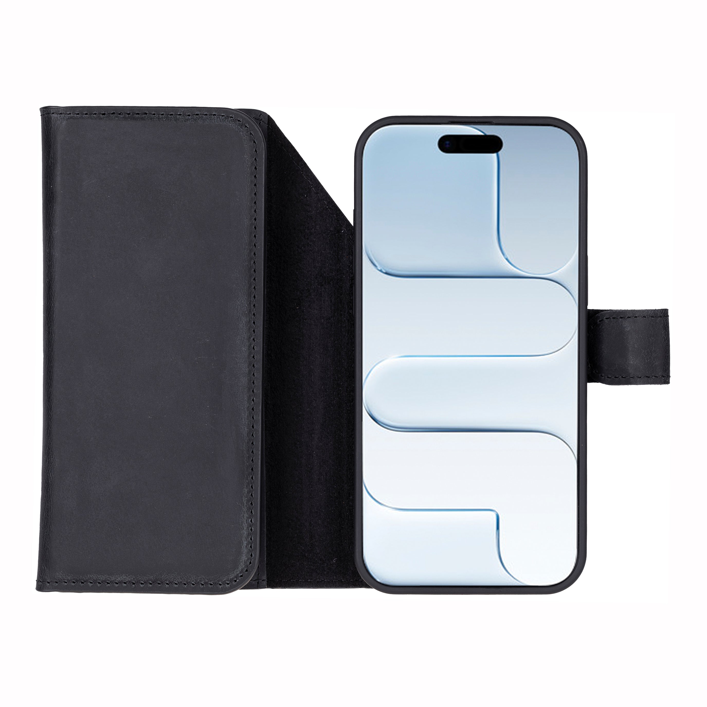 Santa iPhone 17 Pro Max Genuine Leather Detachable Wallet Case