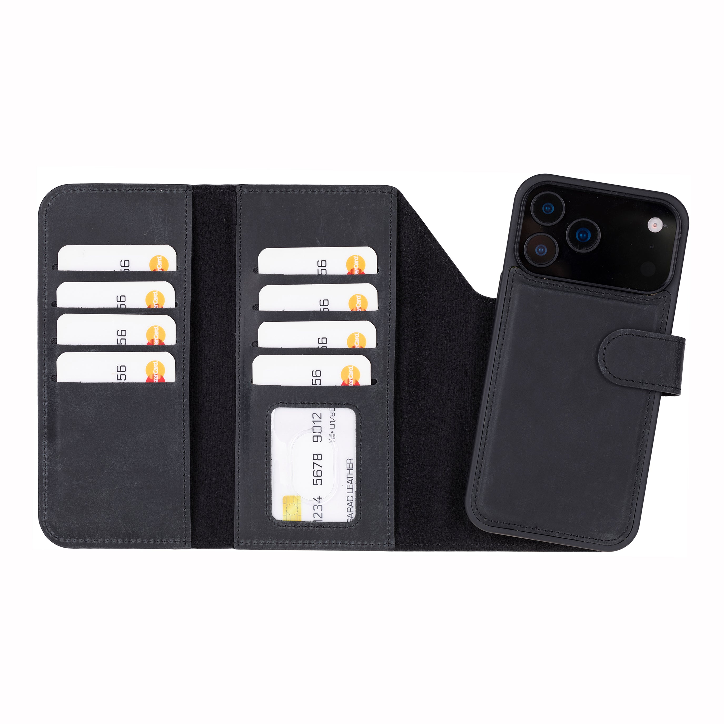 Santa iPhone 17 Pro Max Genuine Leather Detachable Wallet Case