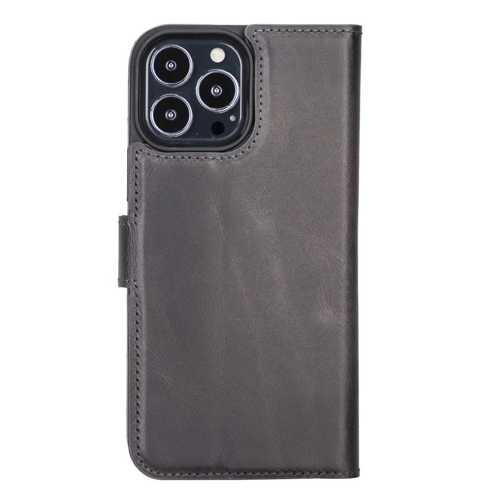 Magic iPhone 13 Pro Max Genuine Leather Detachable Wallet Case