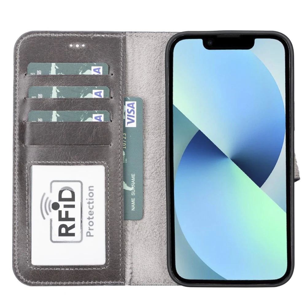 Magic iPhone 13 Pro Max Genuine Leather Detachable Wallet Case