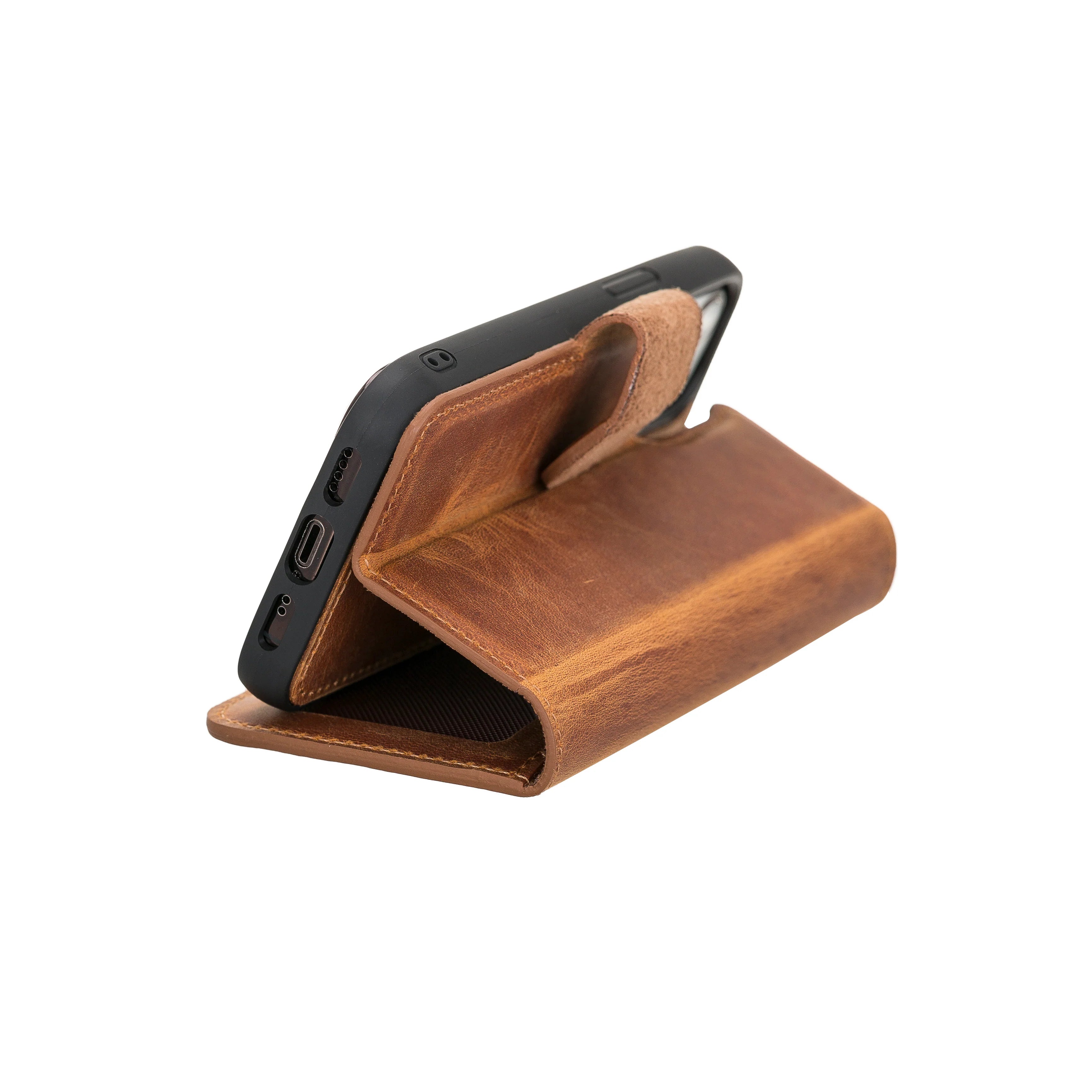 Liluri iPhone 12 Mini Detachable Genuine Leather Wallet Case