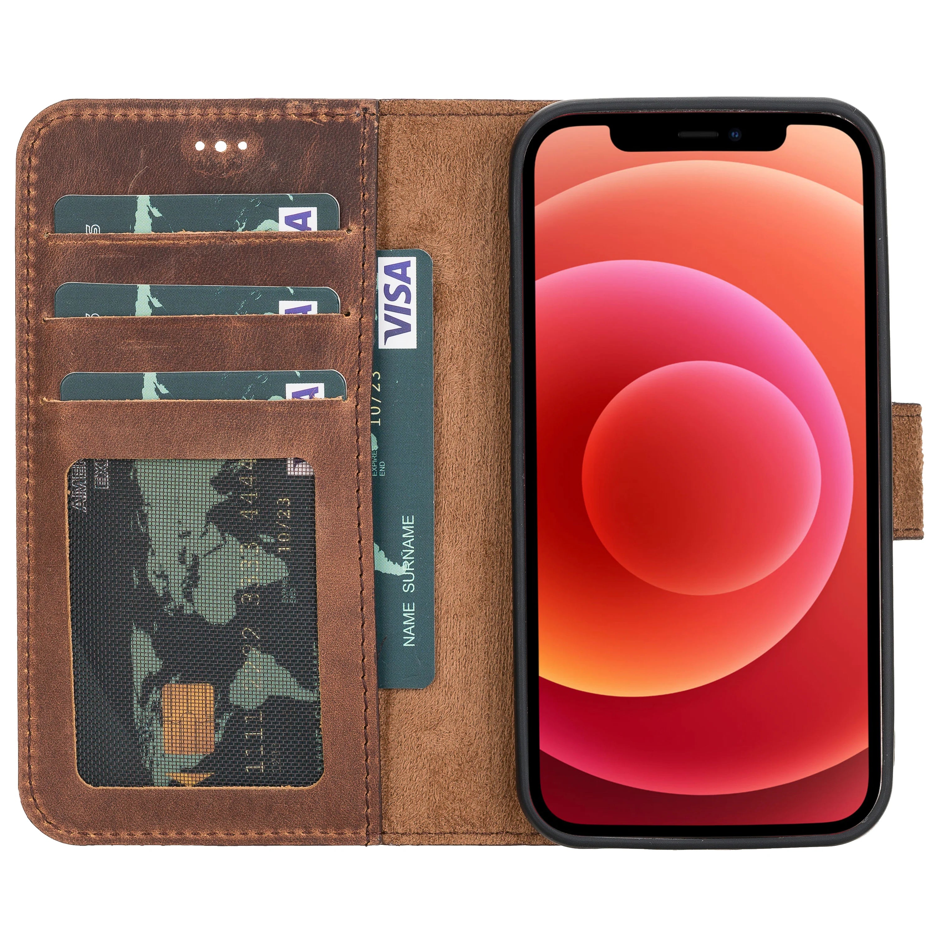 Liluri iPhone 12 Mini Detachable Genuine Leather Wallet Case