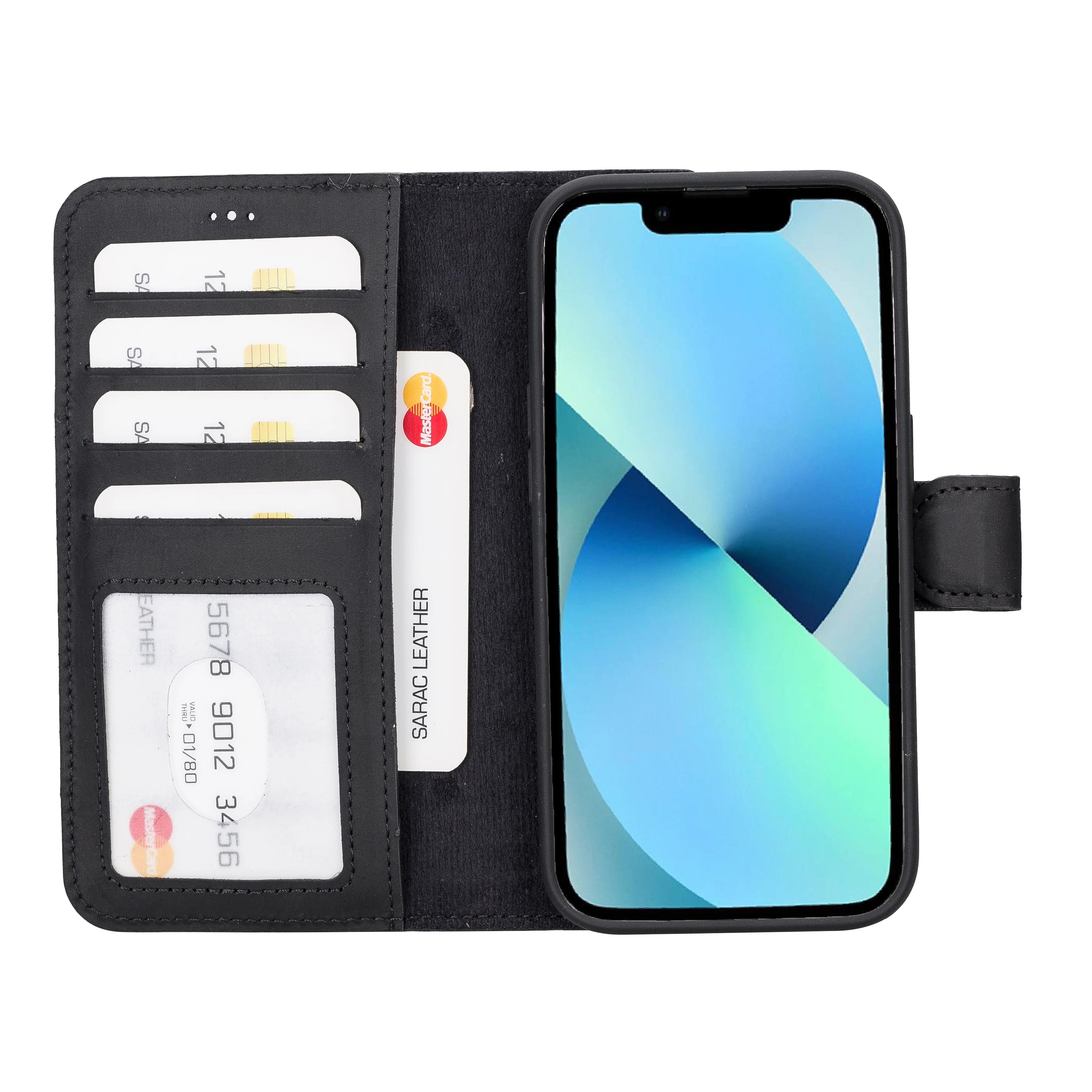 Liluri iPhone 14 Pro Detachable Genuine Leather Wallet Case