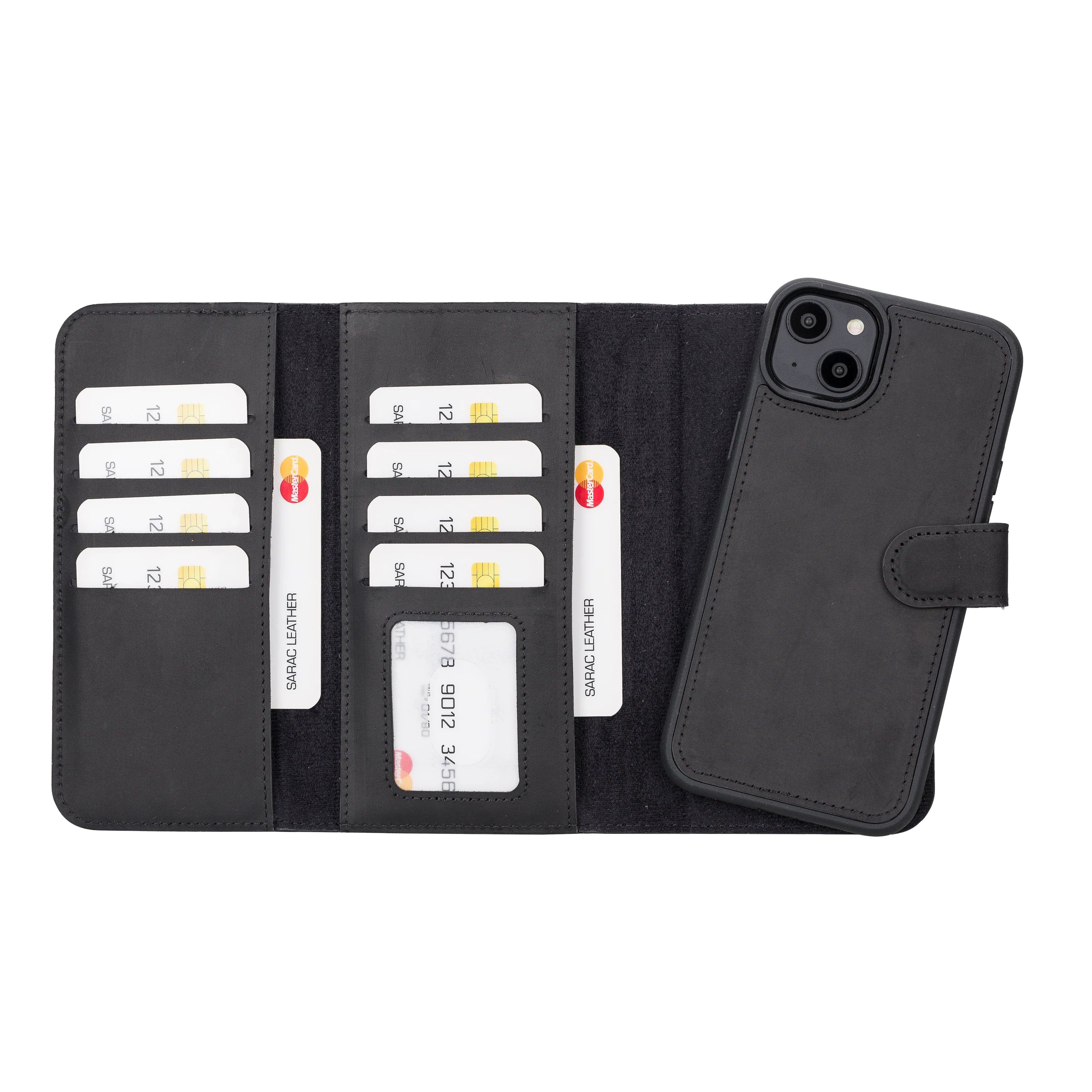 Santa iPhone 14 Plus Genuine Leather Detachable Wallet Case