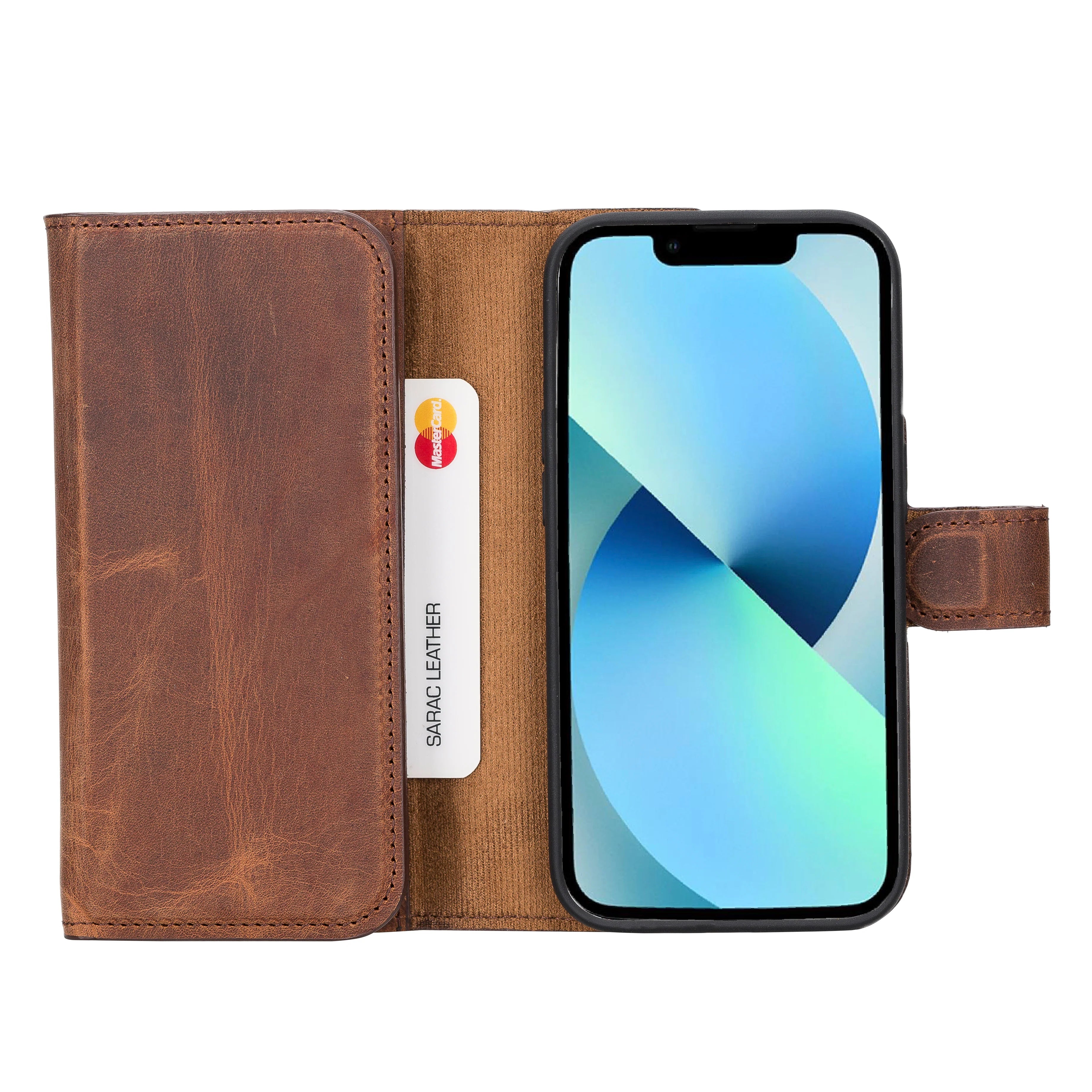 Santa iPhone 14 Pro Genuine Leather Detachable Wallet Case