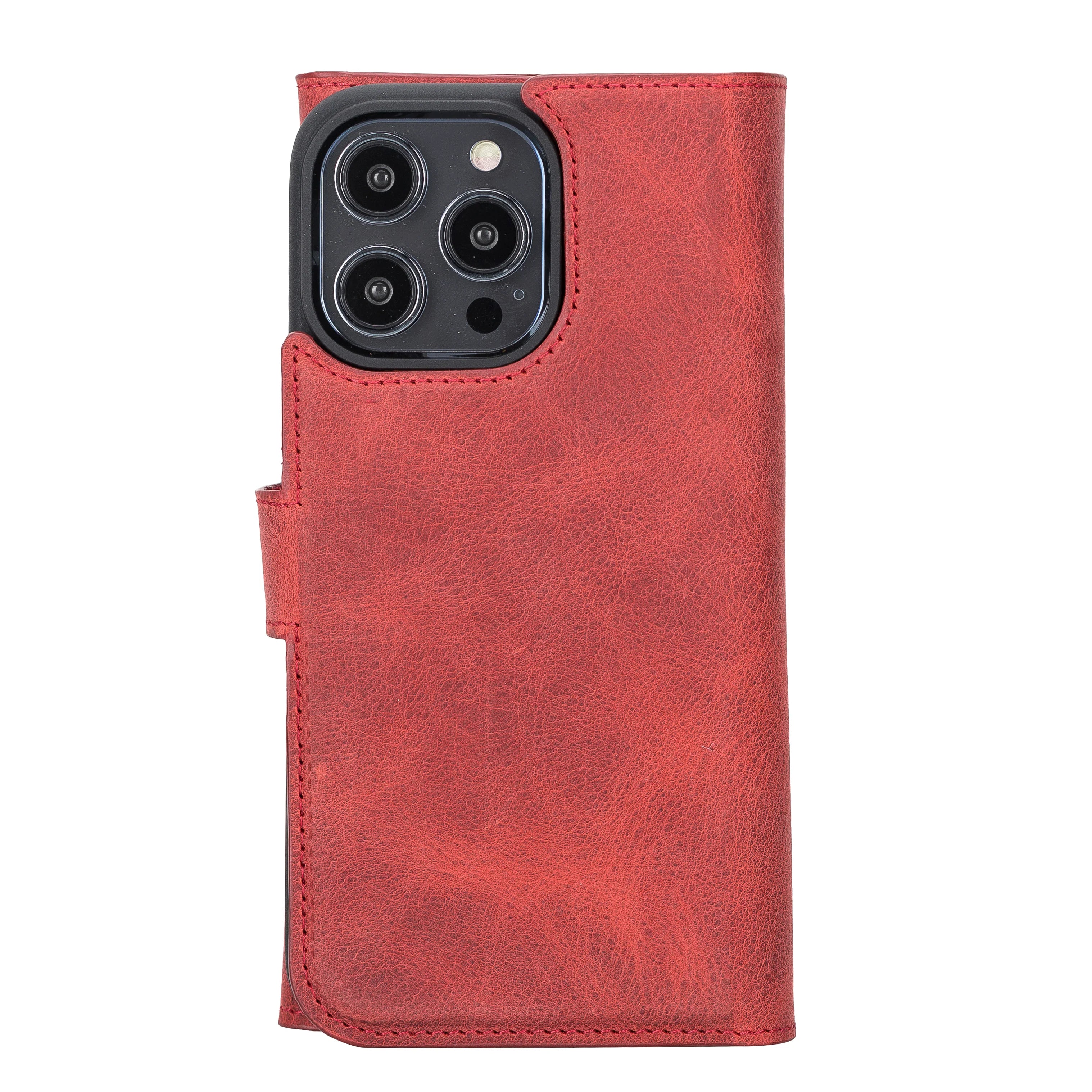 Santa iPhone 14 Pro Max Genuine Leather Detachable Wallet Case