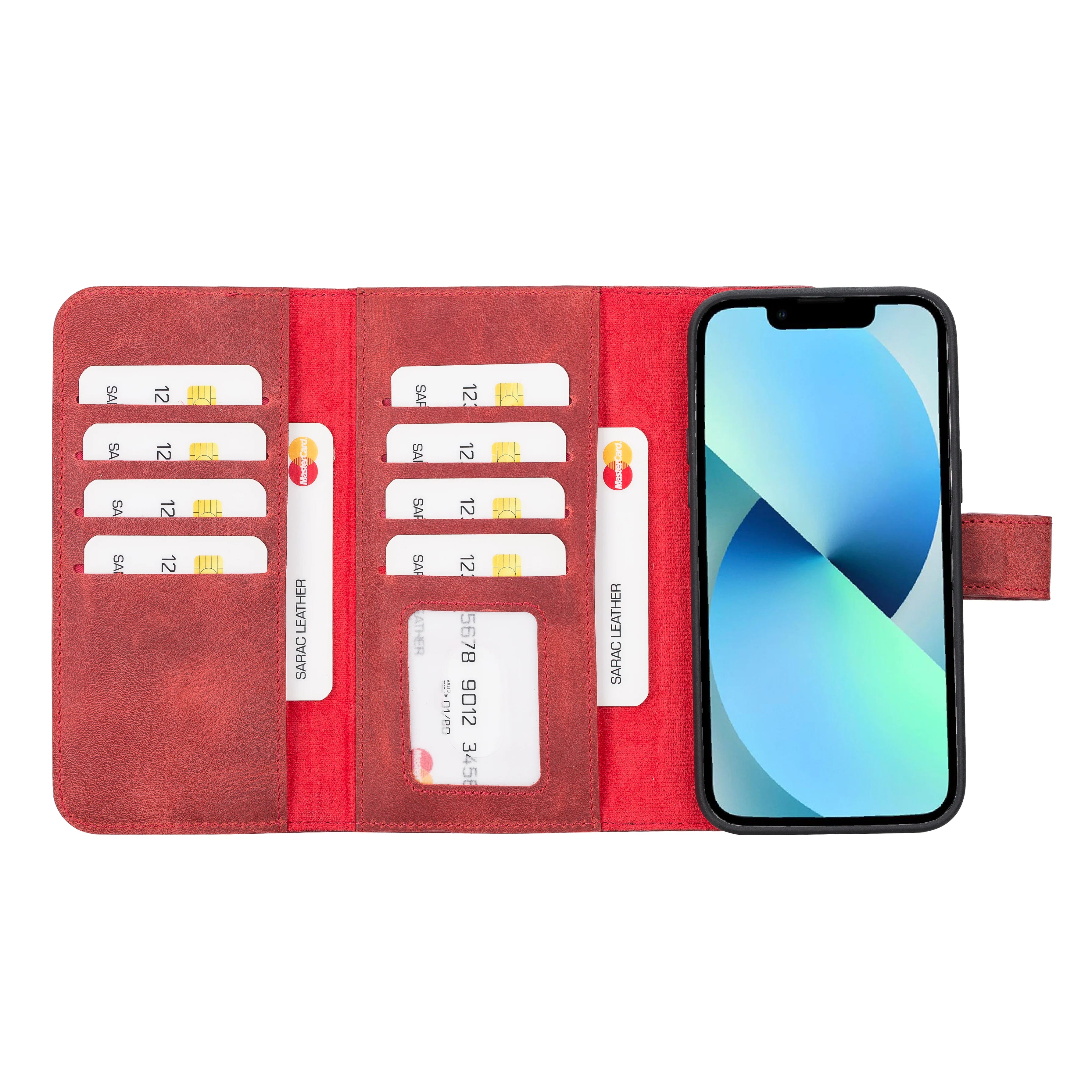 Santa iPhone 14 Pro Max Genuine Leather Detachable Wallet Case