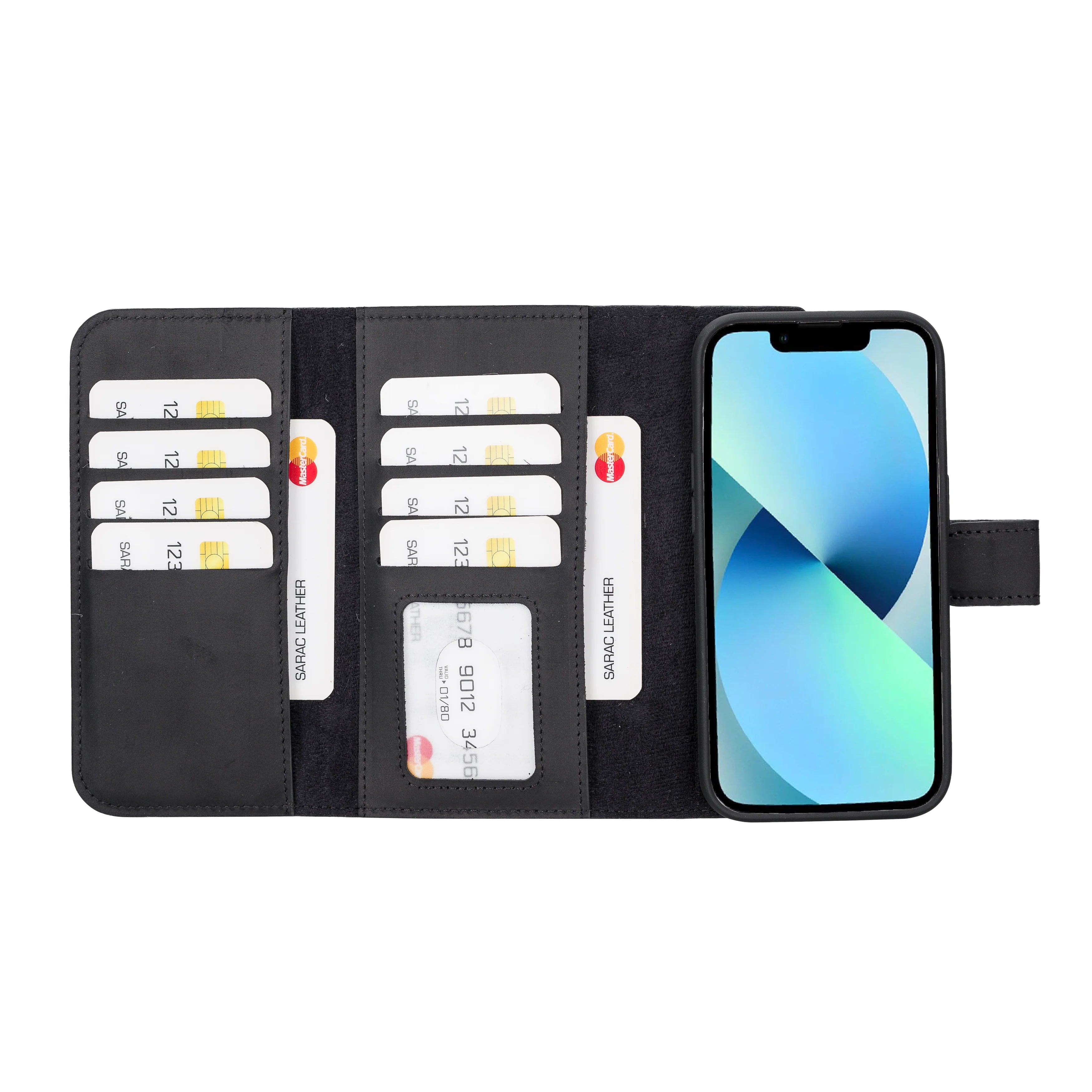 Santa iPhone 14 Pro Genuine Leather Detachable Wallet Case