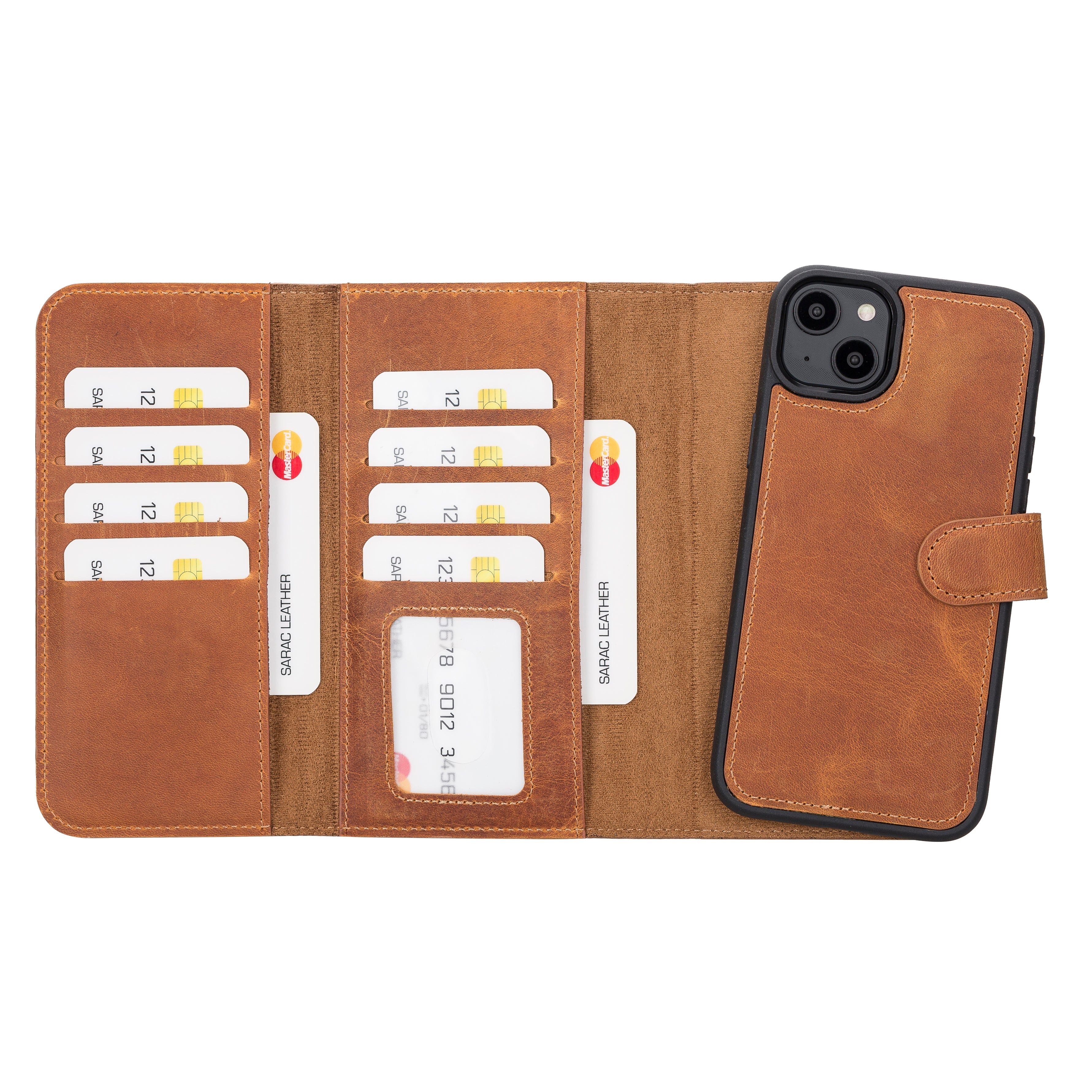 Santa iPhone 14 Plus Genuine Leather Detachable Wallet Case