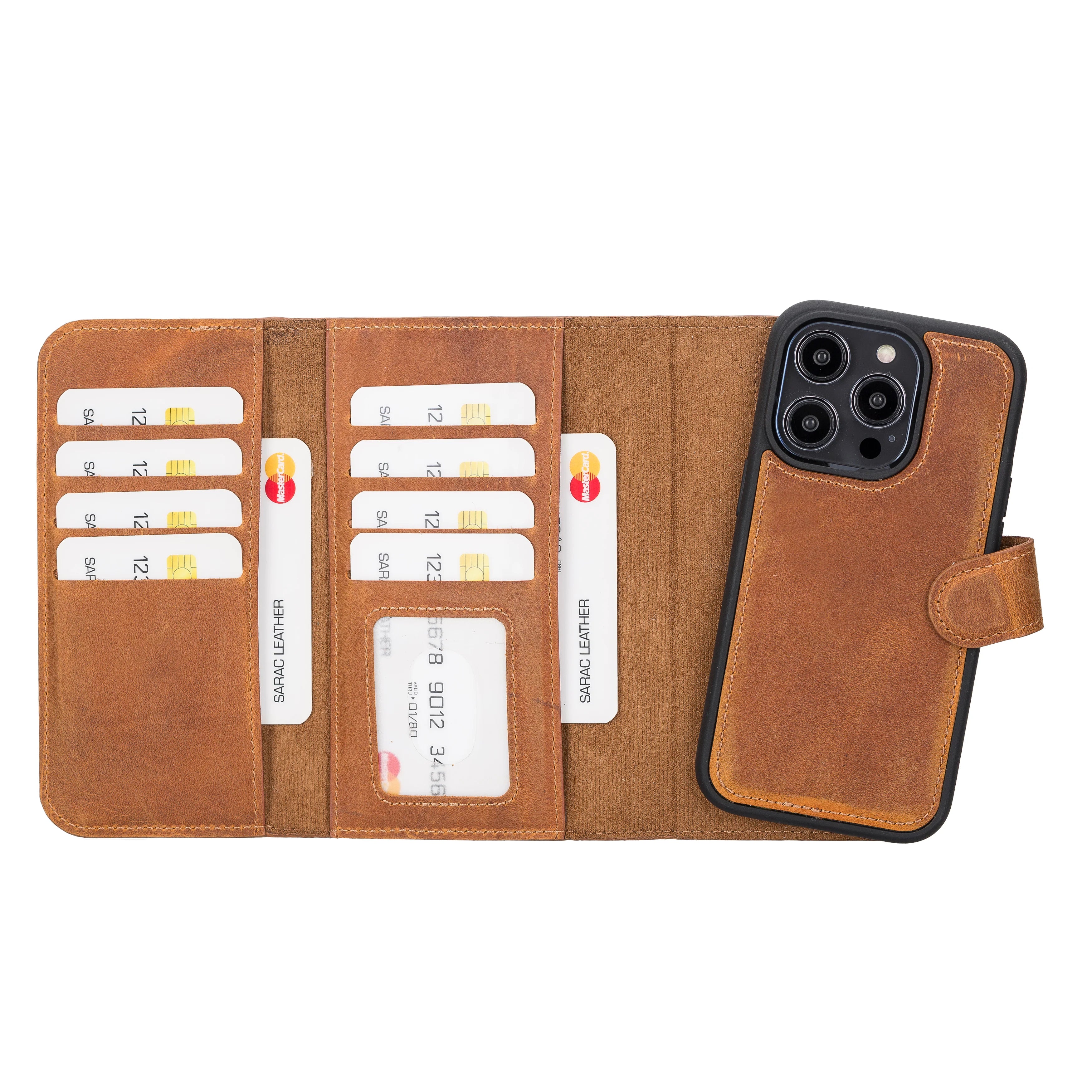 Santa iPhone 14 Pro Genuine Leather Detachable Wallet Case