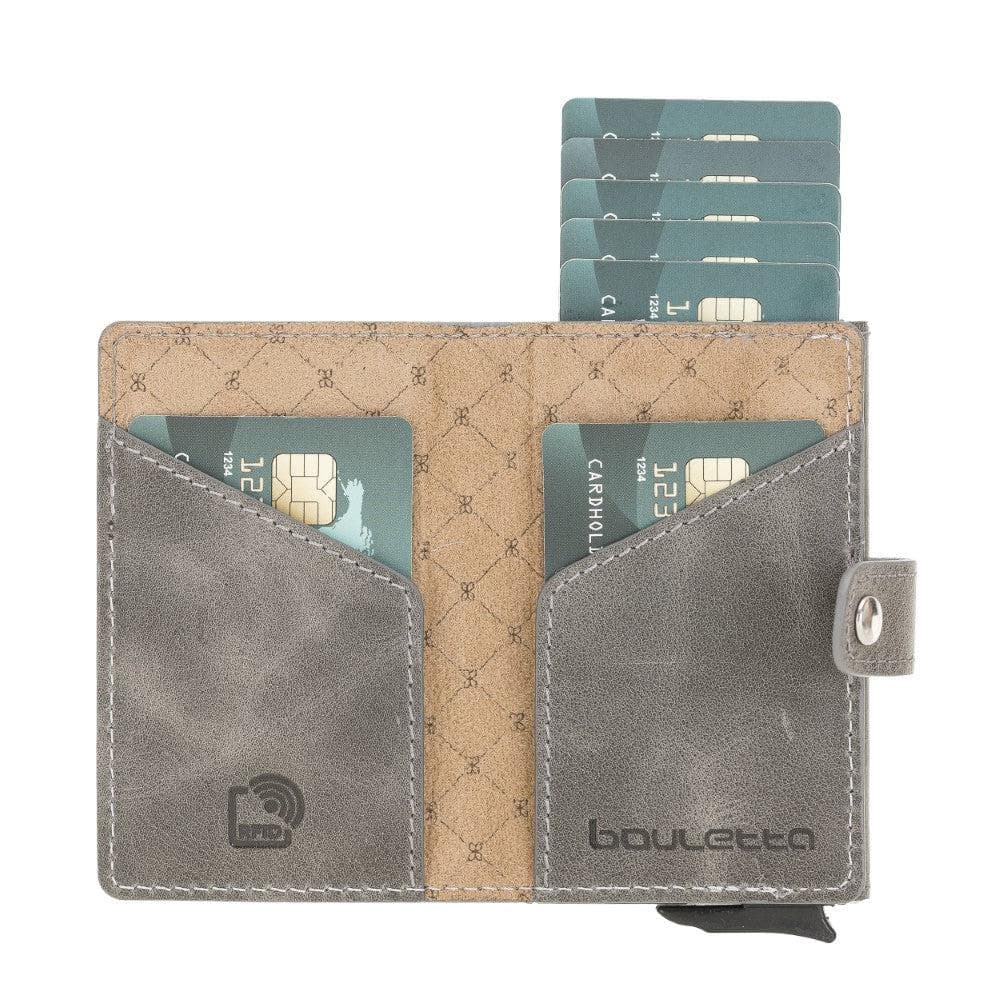 Terry Leather Mechanical Card Holder with Coin Purse