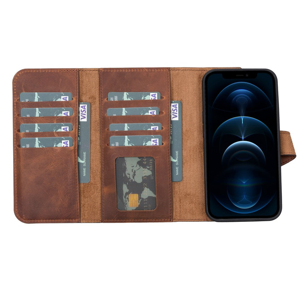 Santa iPhone 13 Mini Genuine Leather Detachable Wallet Case