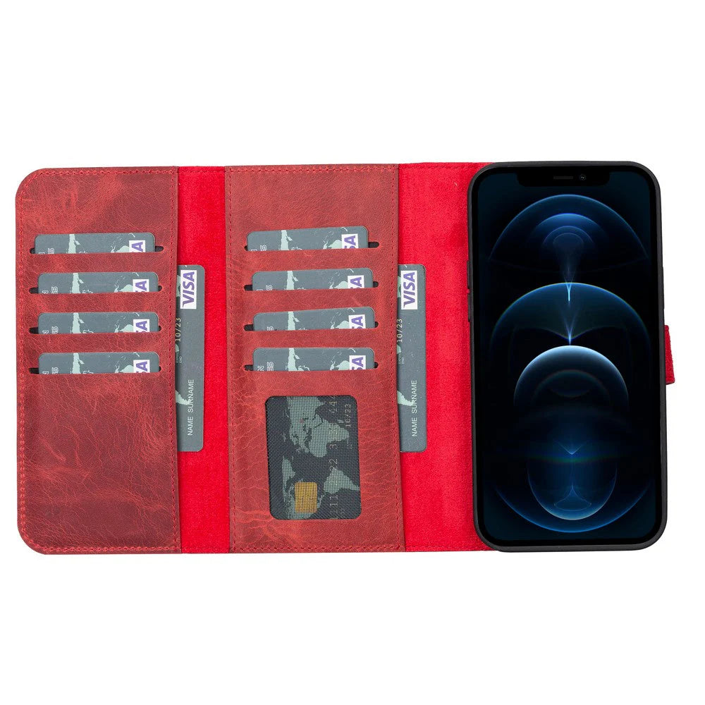 Santa iPhone 13 Pro Max Genuine Leather Detachable Wallet Case