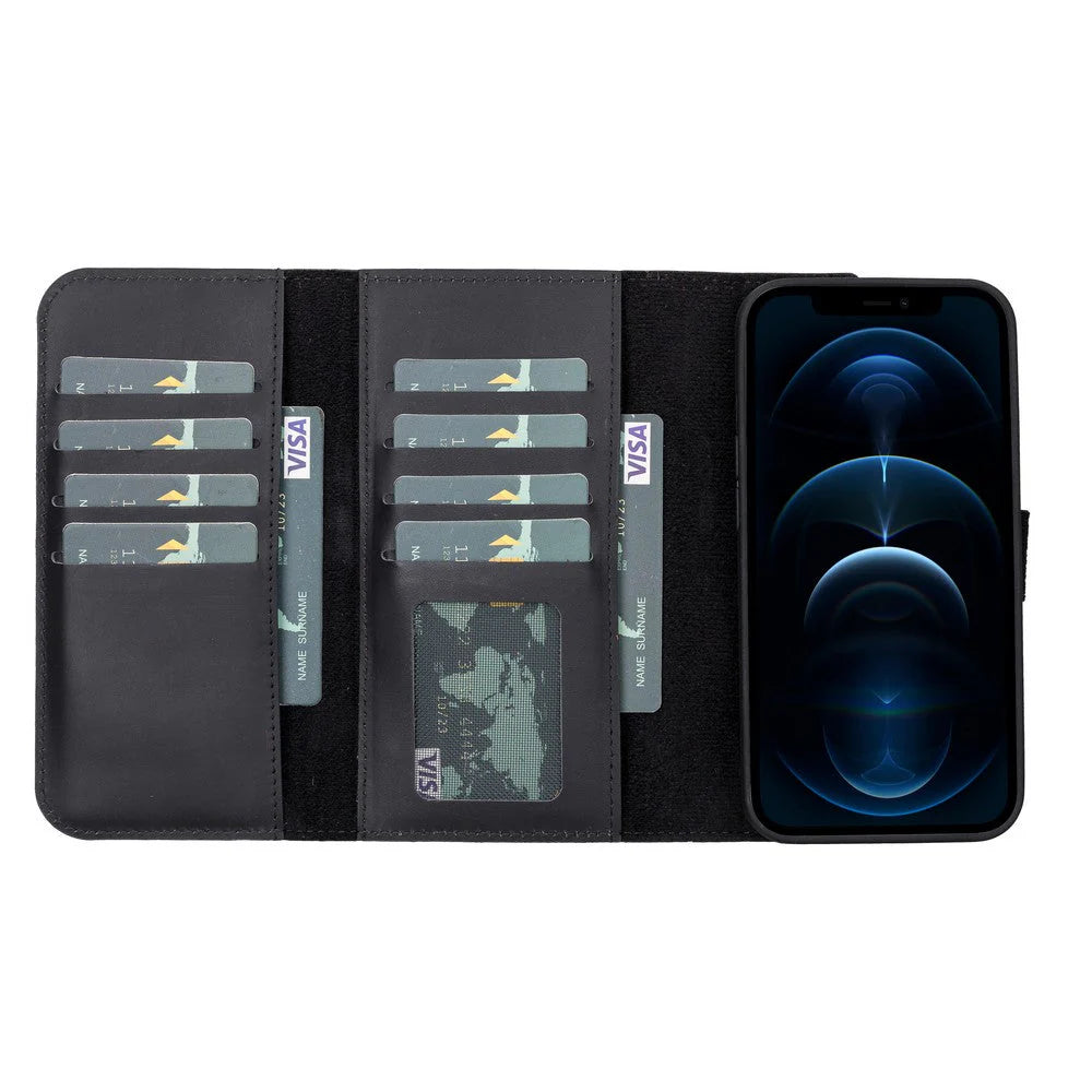 Santa iPhone 13 Pro Genuine Leather Detachable Wallet Case