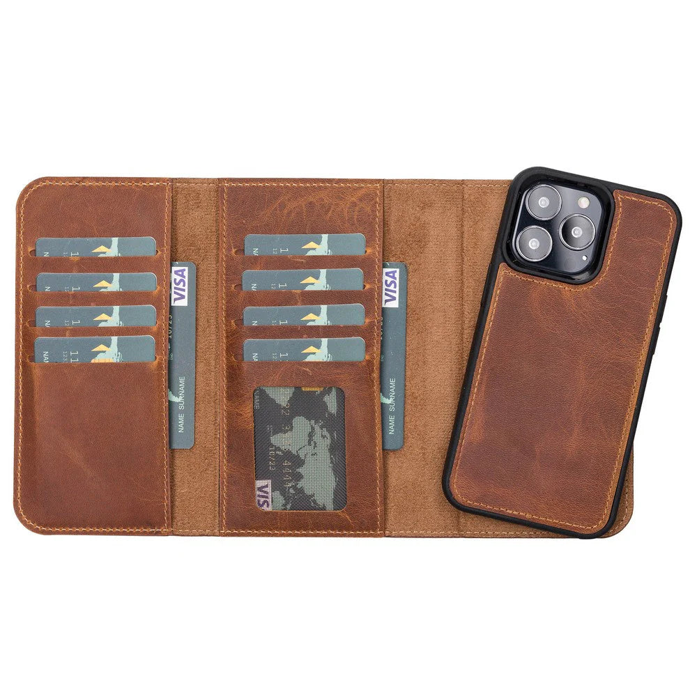 Santa iPhone 13 Pro Genuine Leather Detachable Wallet Case