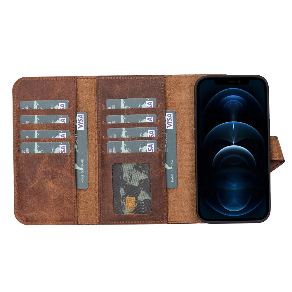 Santa iPhone 13 Pro Genuine Leather Detachable Wallet Case