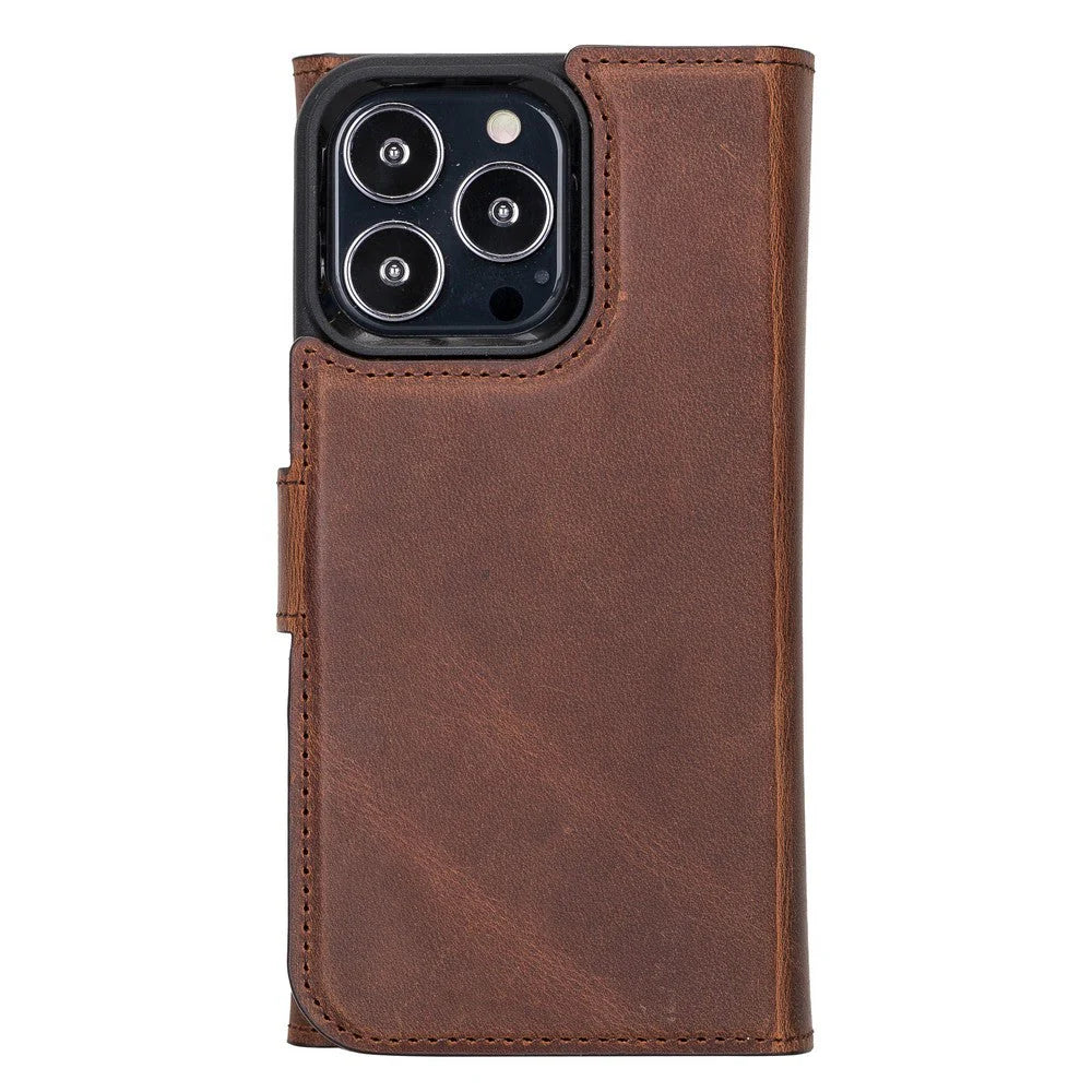 Santa iPhone 13 Pro Genuine Leather Detachable Wallet Case