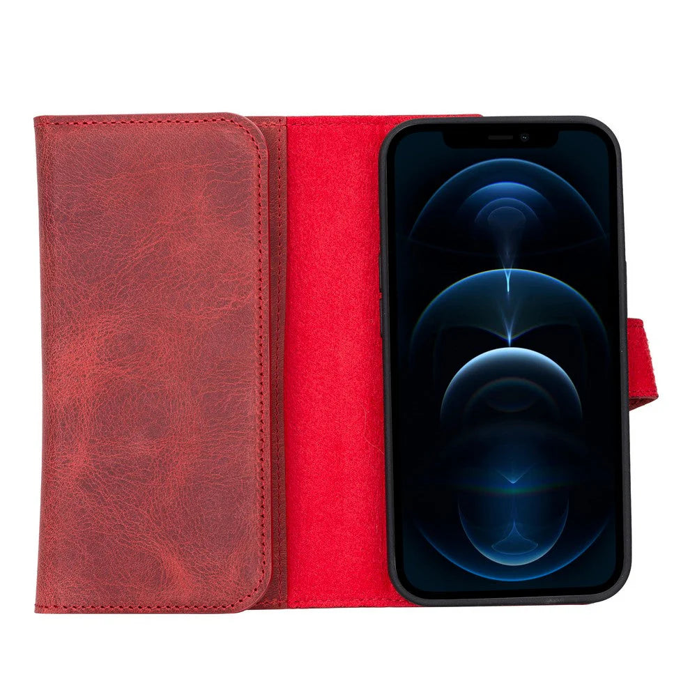 Santa iPhone 13 Pro Genuine Leather Detachable Wallet Case