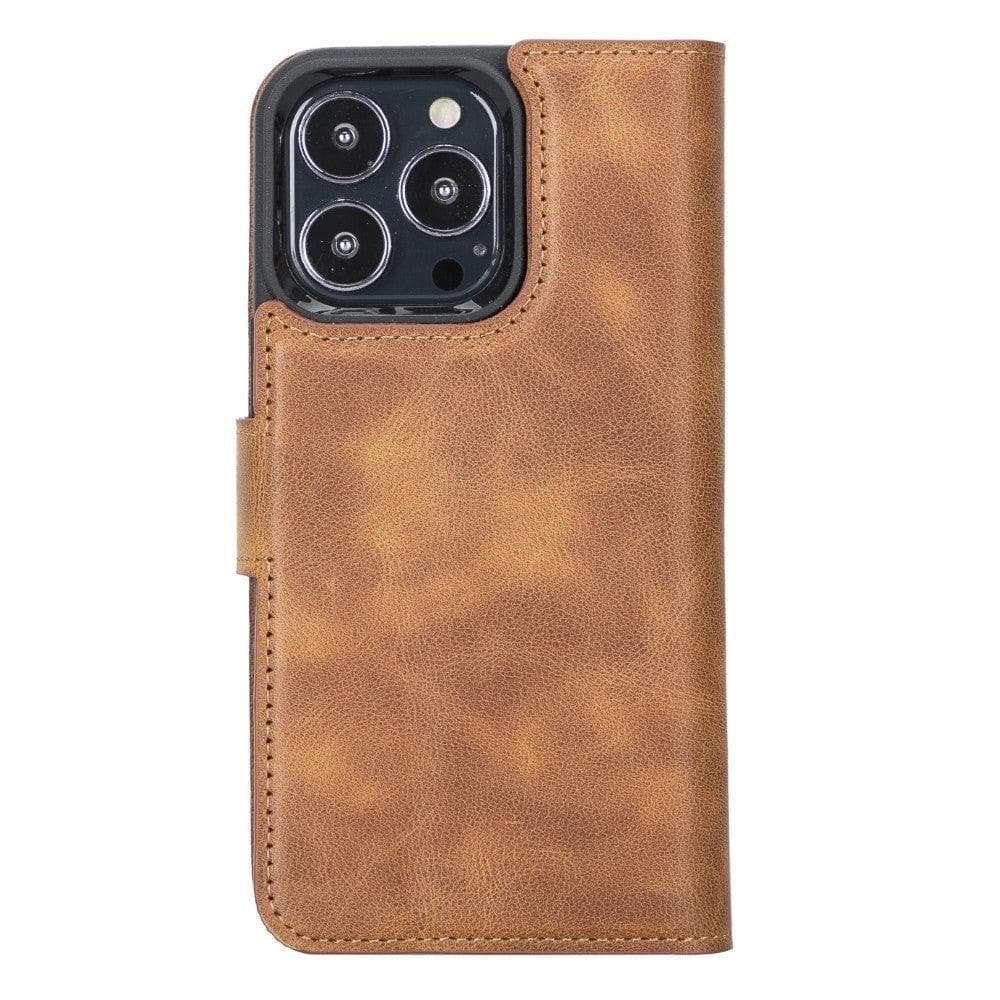Magic iPhone 13 Pro Max Çıkarılabilir Hakiki Deri Cüzdan Kılıf
