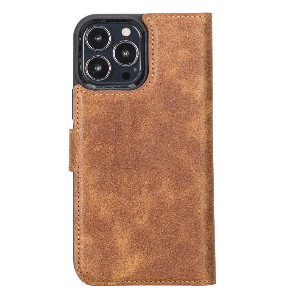 Magic iPhone 13 Pro Max Çıkarılabilir Hakiki Deri Cüzdan Kılıf
