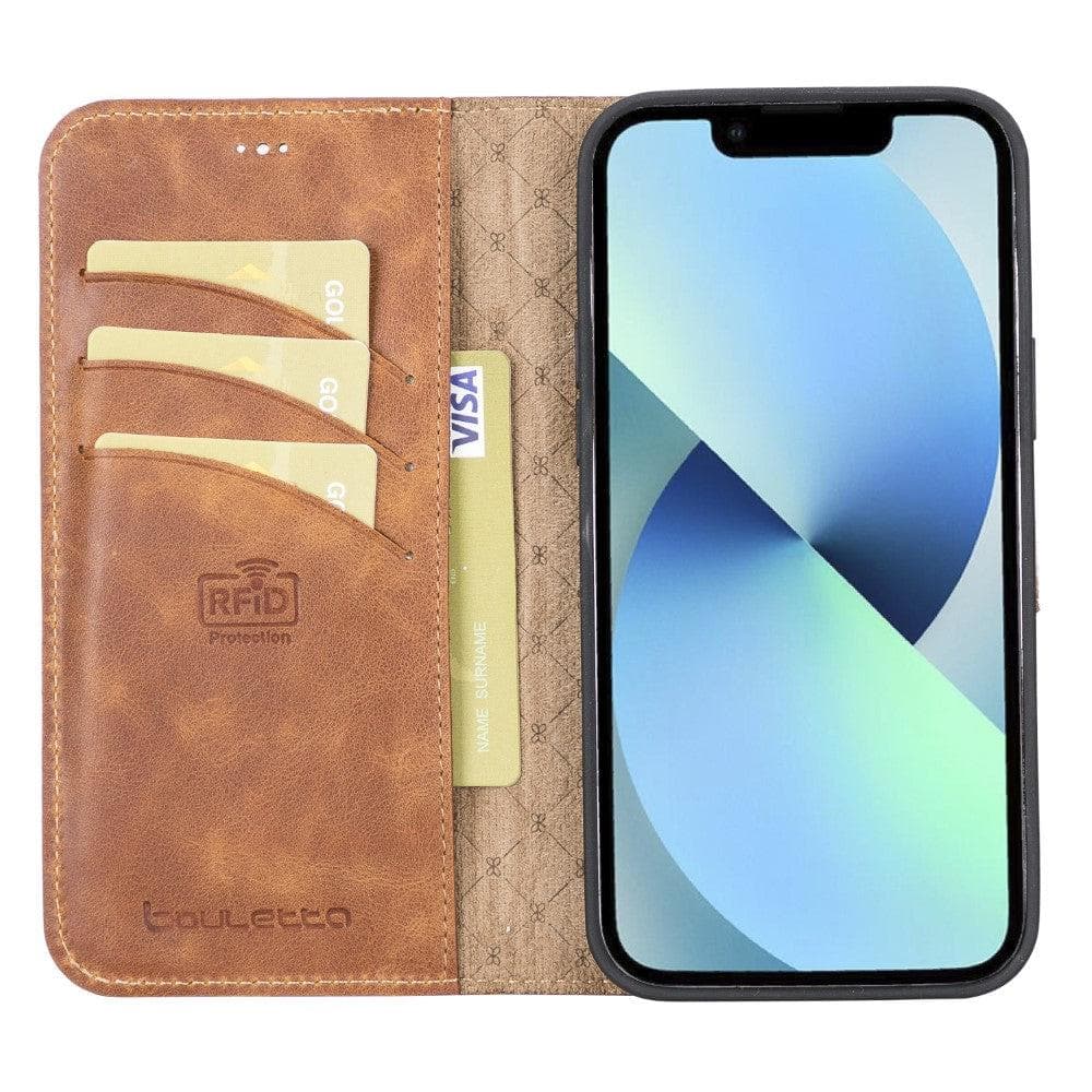 Magic iPhone 13 Pro Max Çıkarılabilir Hakiki Deri Cüzdan Kılıf