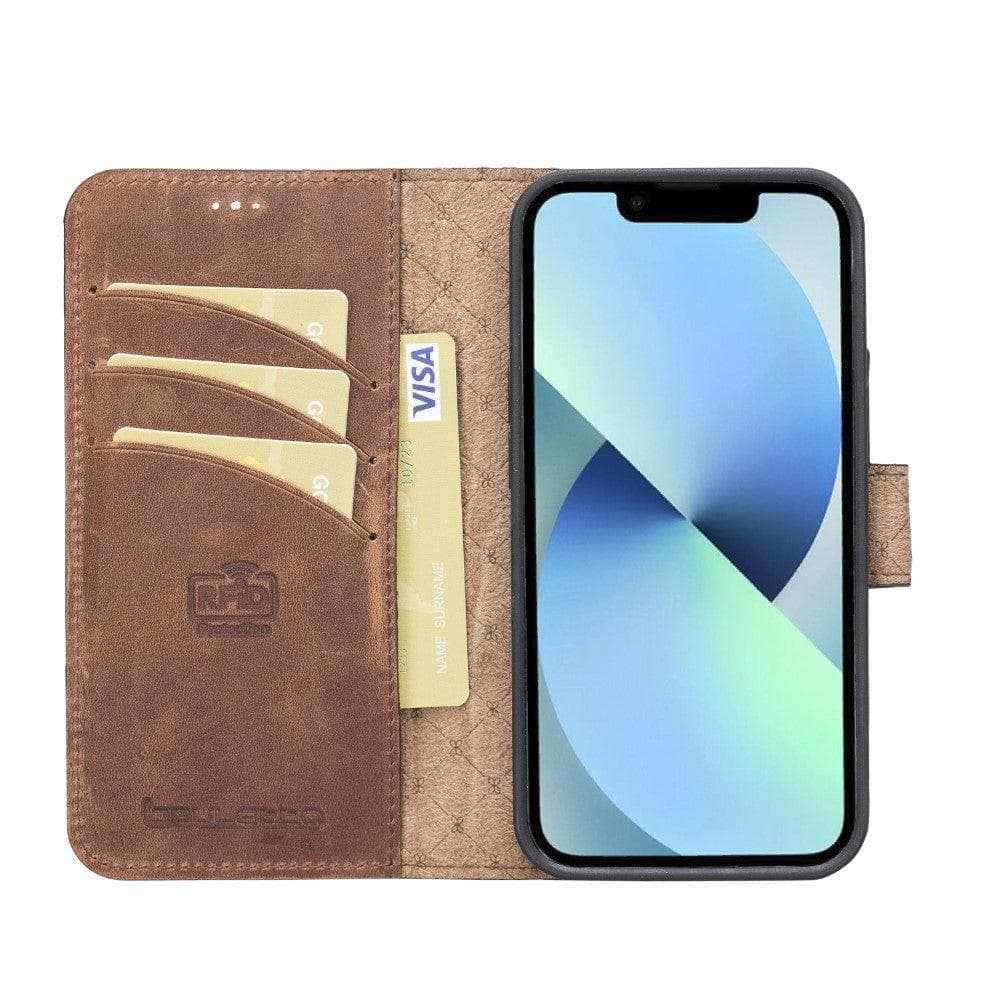 Magic iPhone 13 Pro Max Çıkarılabilir Hakiki Deri Cüzdan Kılıf