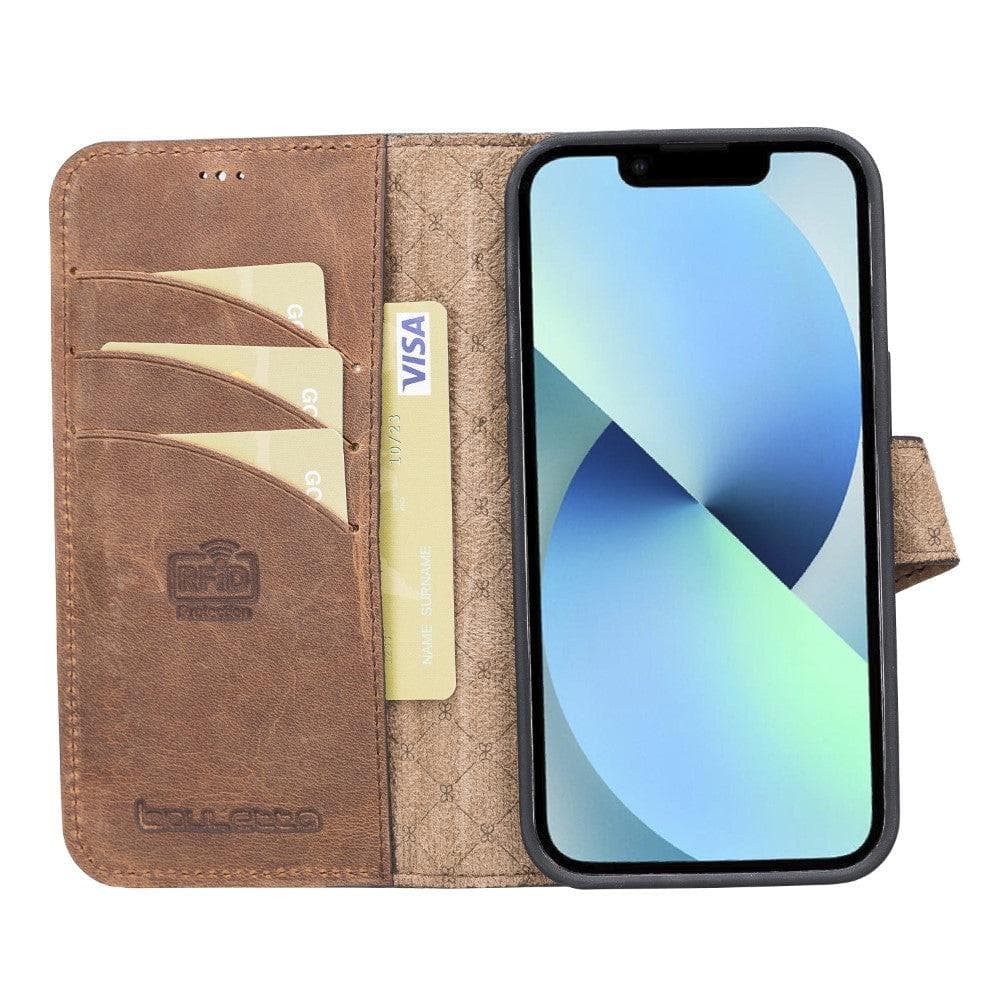 Magic iPhone 13 Pro Max Çıkarılabilir Hakiki Deri Cüzdan Kılıf