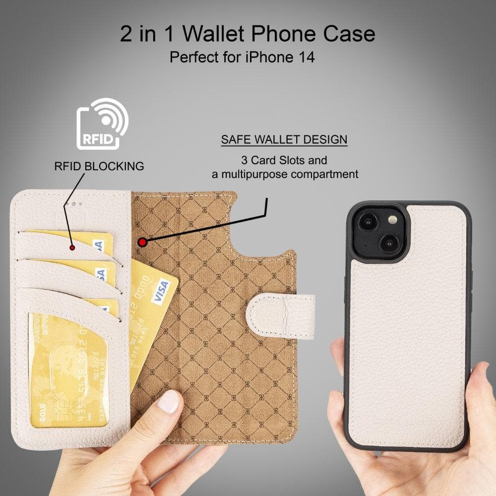Magic iPhone 14 Detachable Genuine Colorful Leather Wallet Case