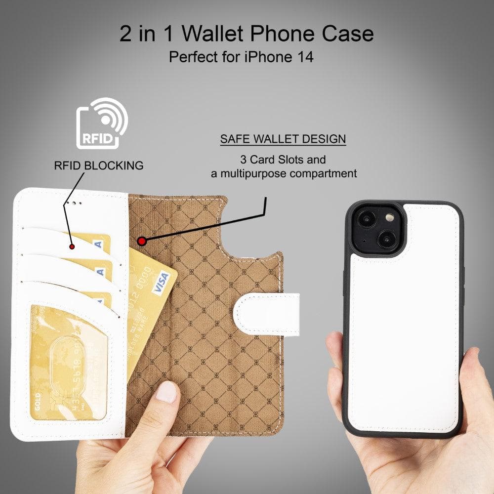 Magic iPhone 14 Detachable Genuine Colorful Leather Wallet Case
